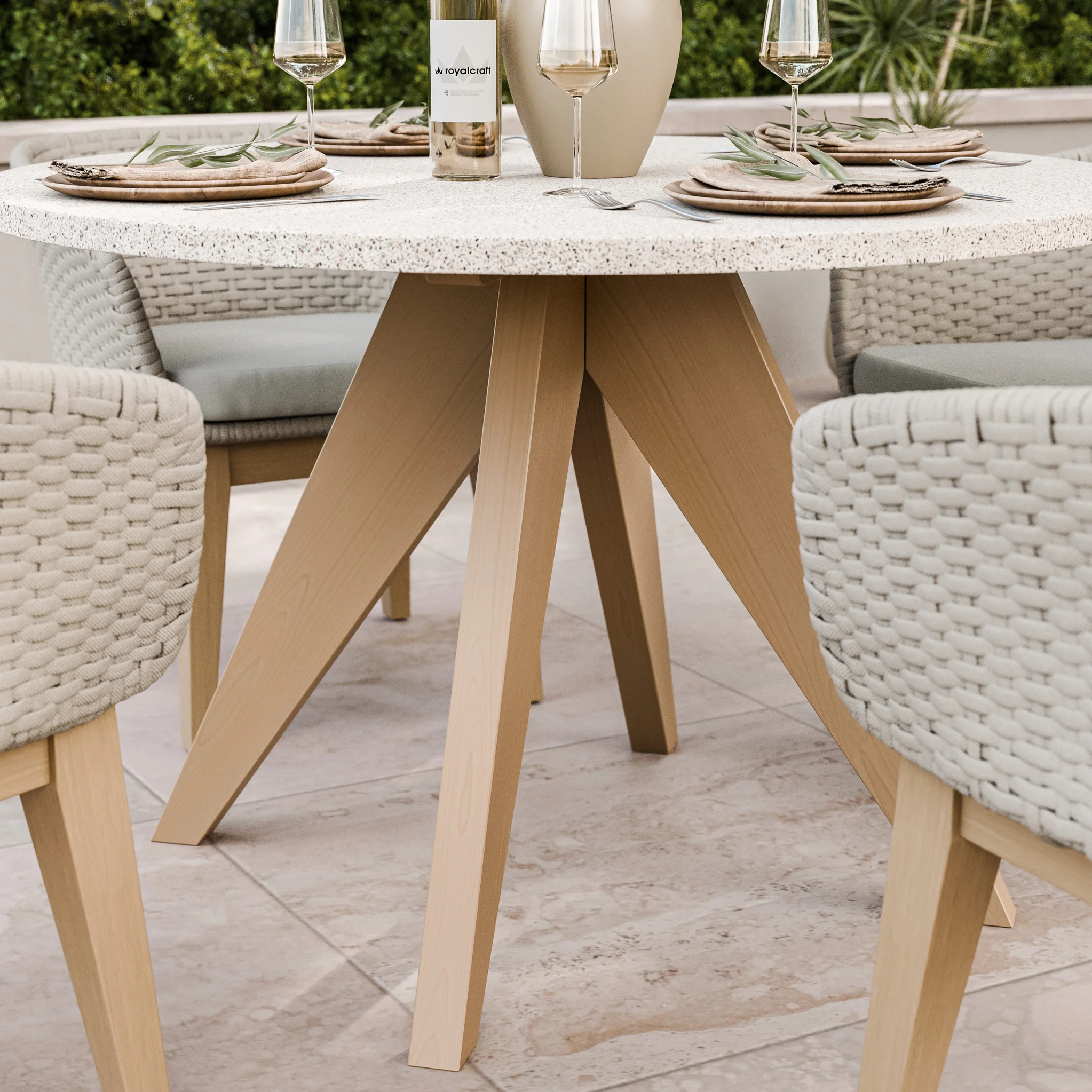 Astral 4 Seater Round Terrazzo Concrete Dining Set with Eden Dusk Dining Chairs - Image 2