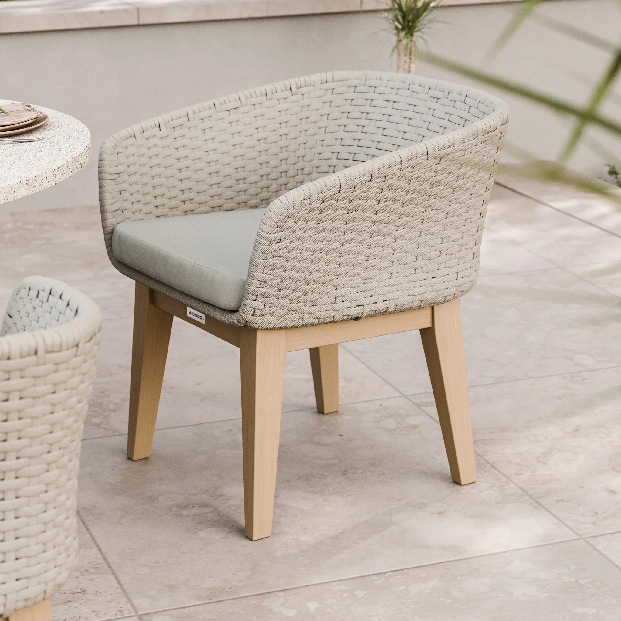 Astral 4 Seater Round Terrazzo Concrete Dining Set with Eden Dusk Dining Chairs - Image 3