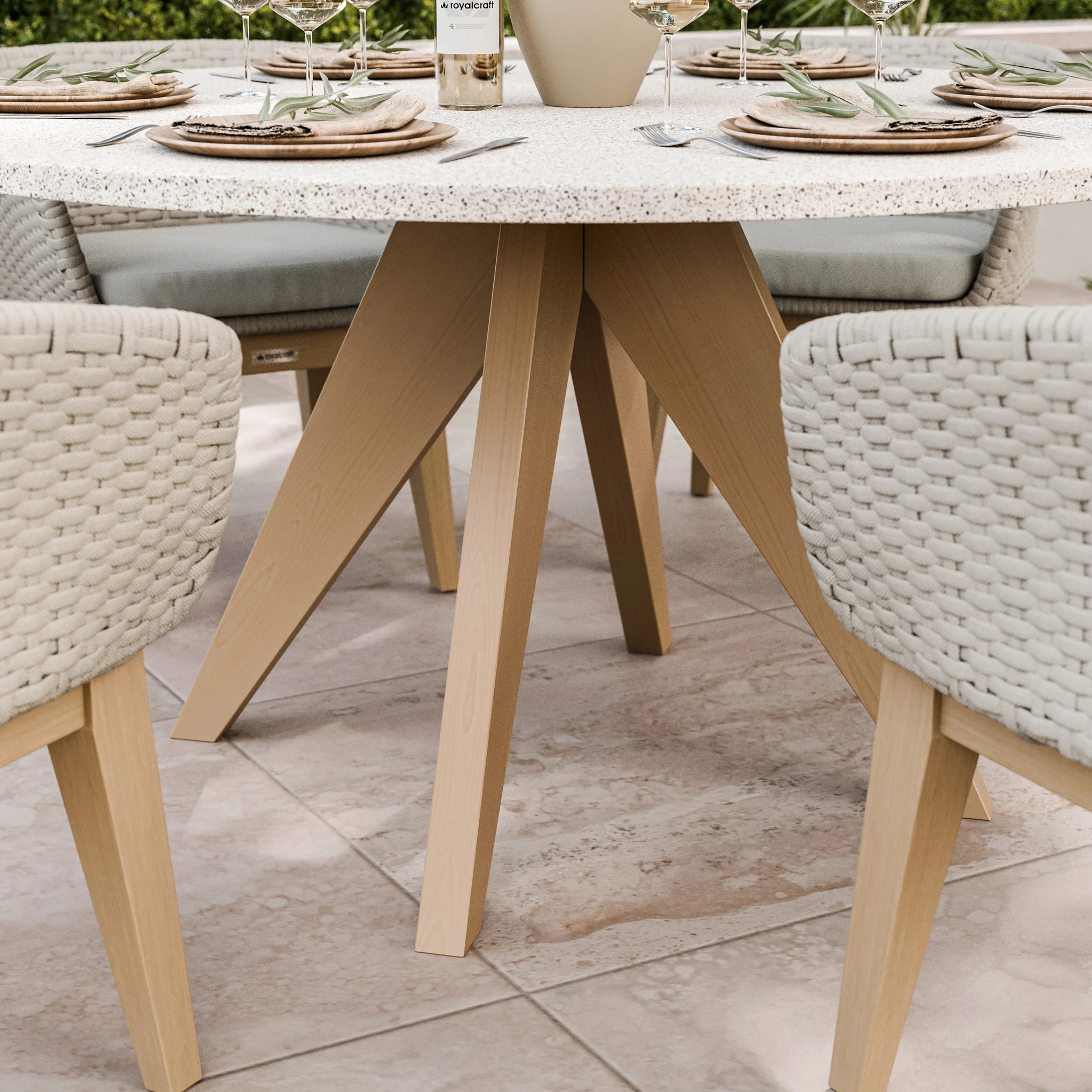 Astral 6 Seater Round Terrazzo Concrete Dining Set with Eden Dusk Dining Chairs - Image 2