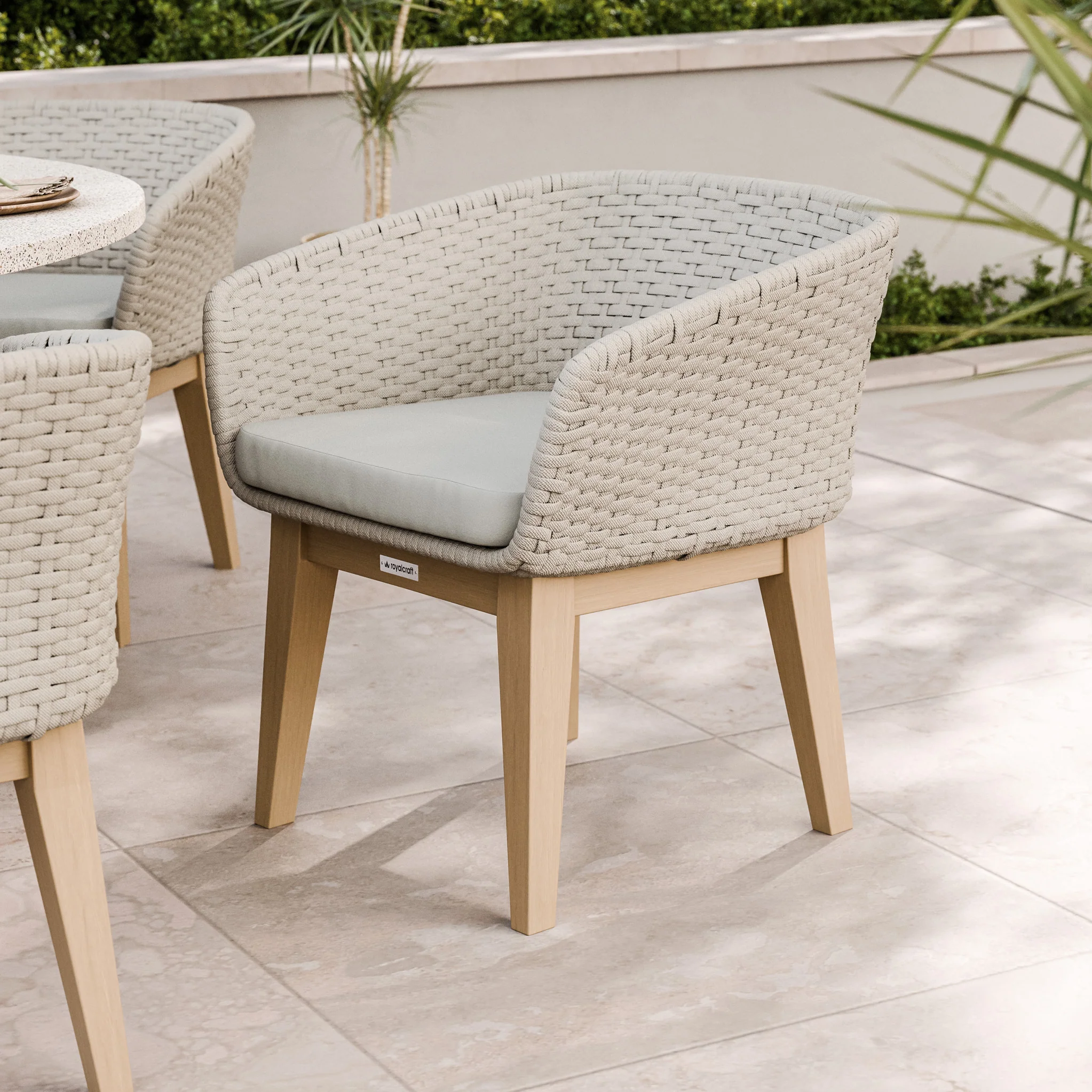 Astral 6 Seater Round Terrazzo Concrete Dining Set with Eden Dusk Dining Chairs - Image 3