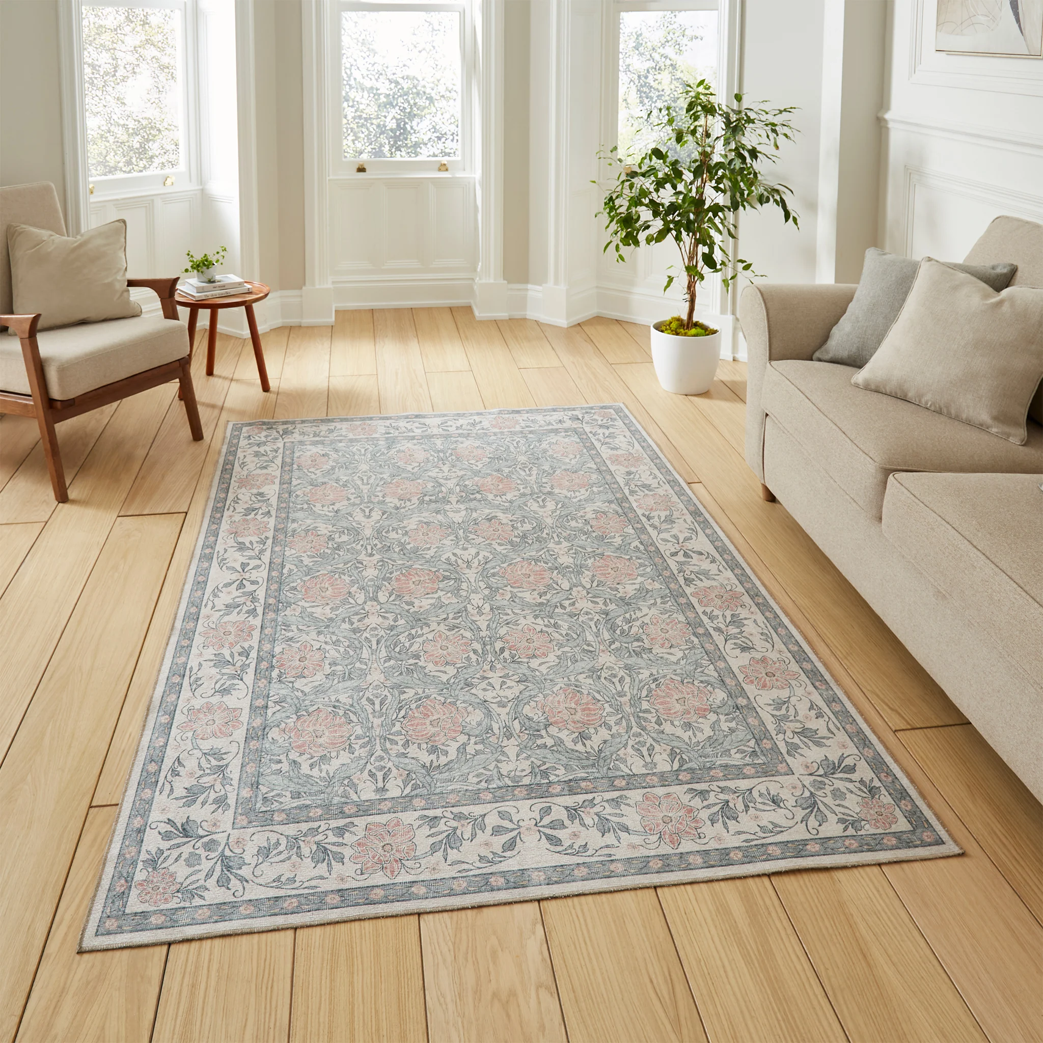 Aubrie Classic Floral Print Rug - Image 2