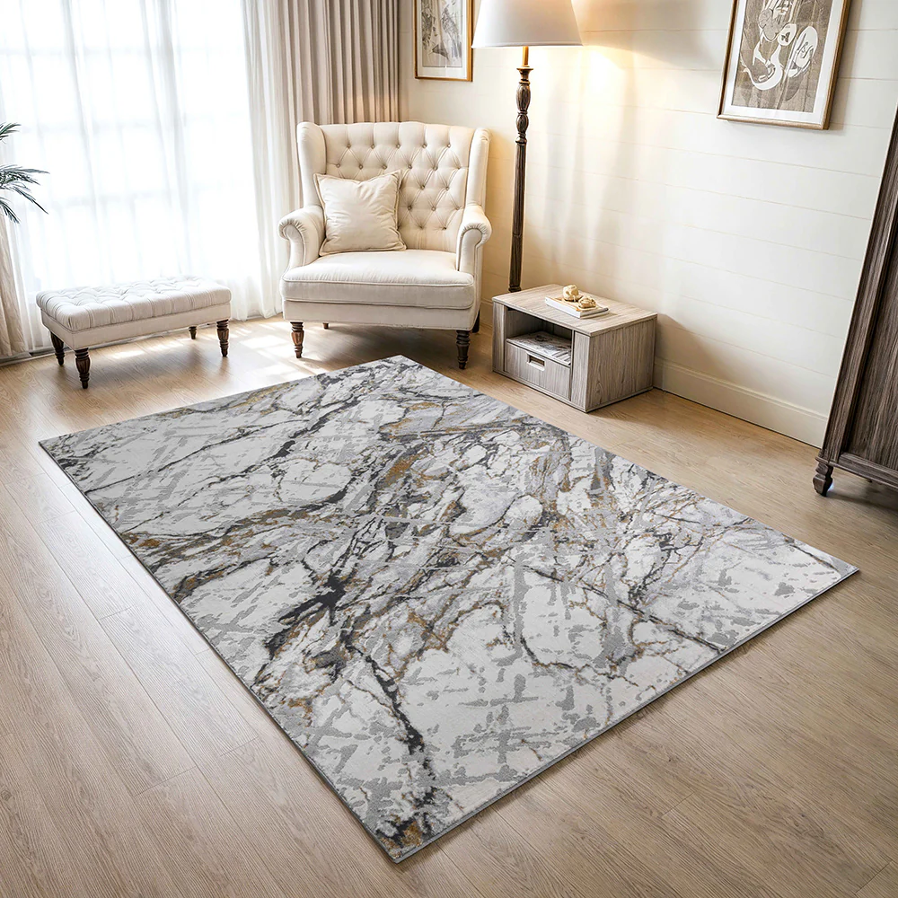 Auric Metallic Marble Effect Rug - Image 2