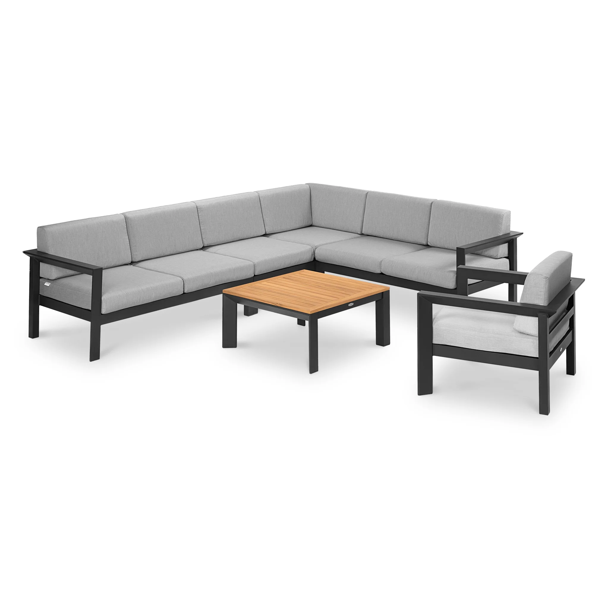 Austell Deluxe Corner Set with Teak Coffee Table - Image 3