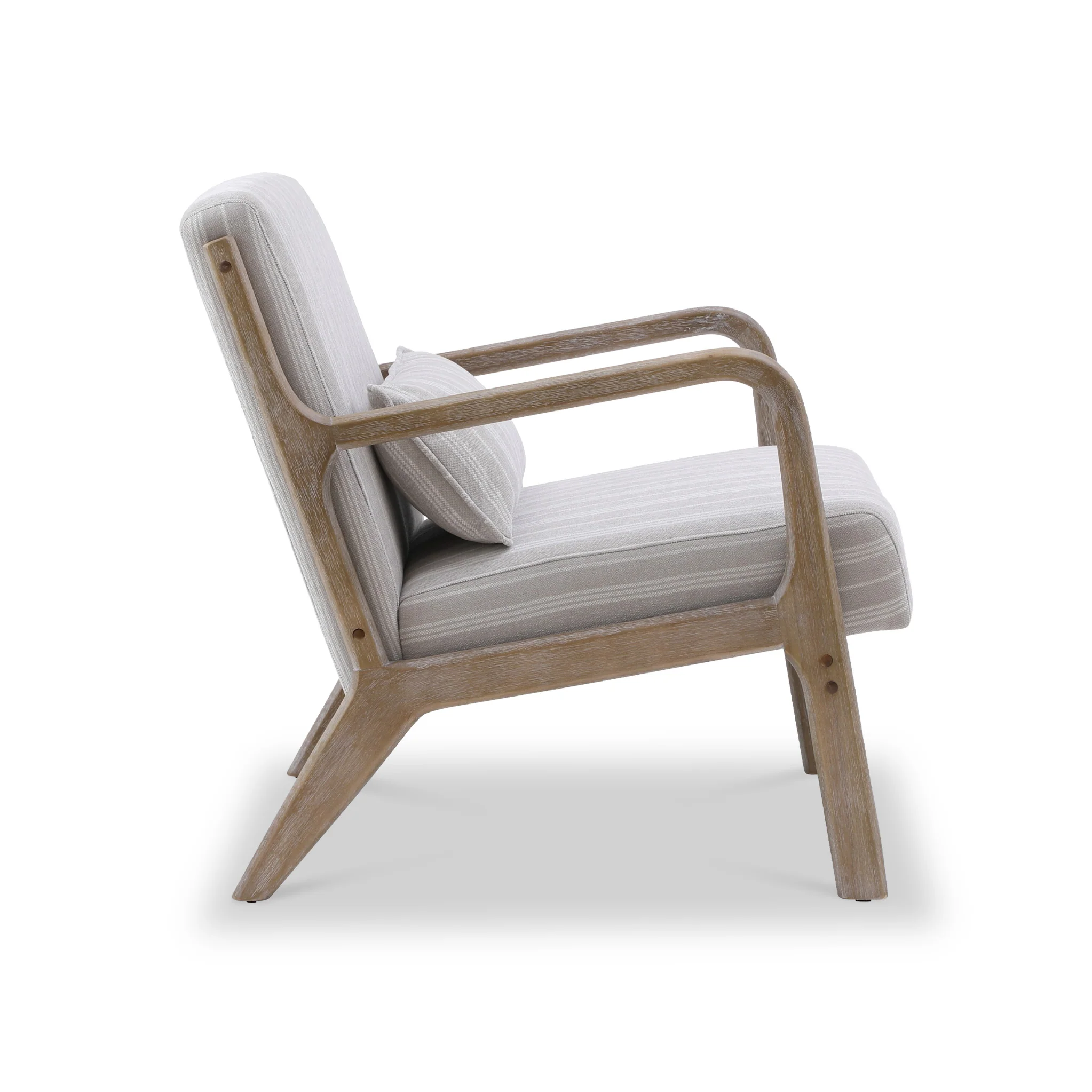 Avery Whitewashed Frame Chenille Stripe Chair - Image 5