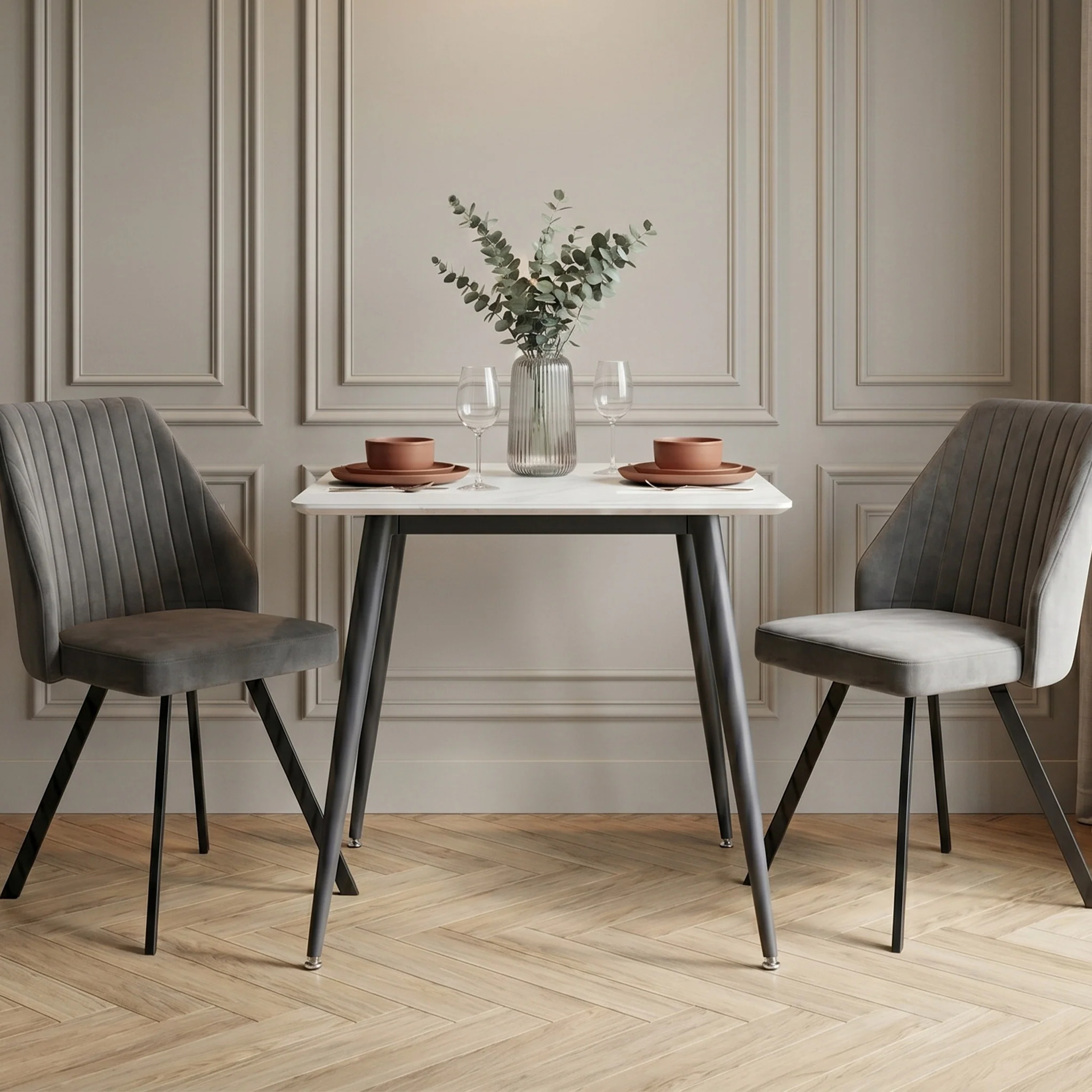 Avril White Sintered Stone 75cm Dining Table - Image 2