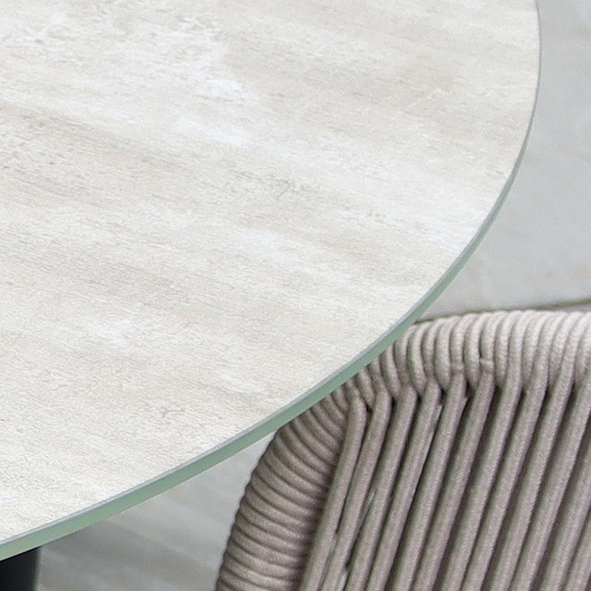 Bali 4 Seater Round Ceramic Glass Dining Set with Bali Rope Chairs - Image 6