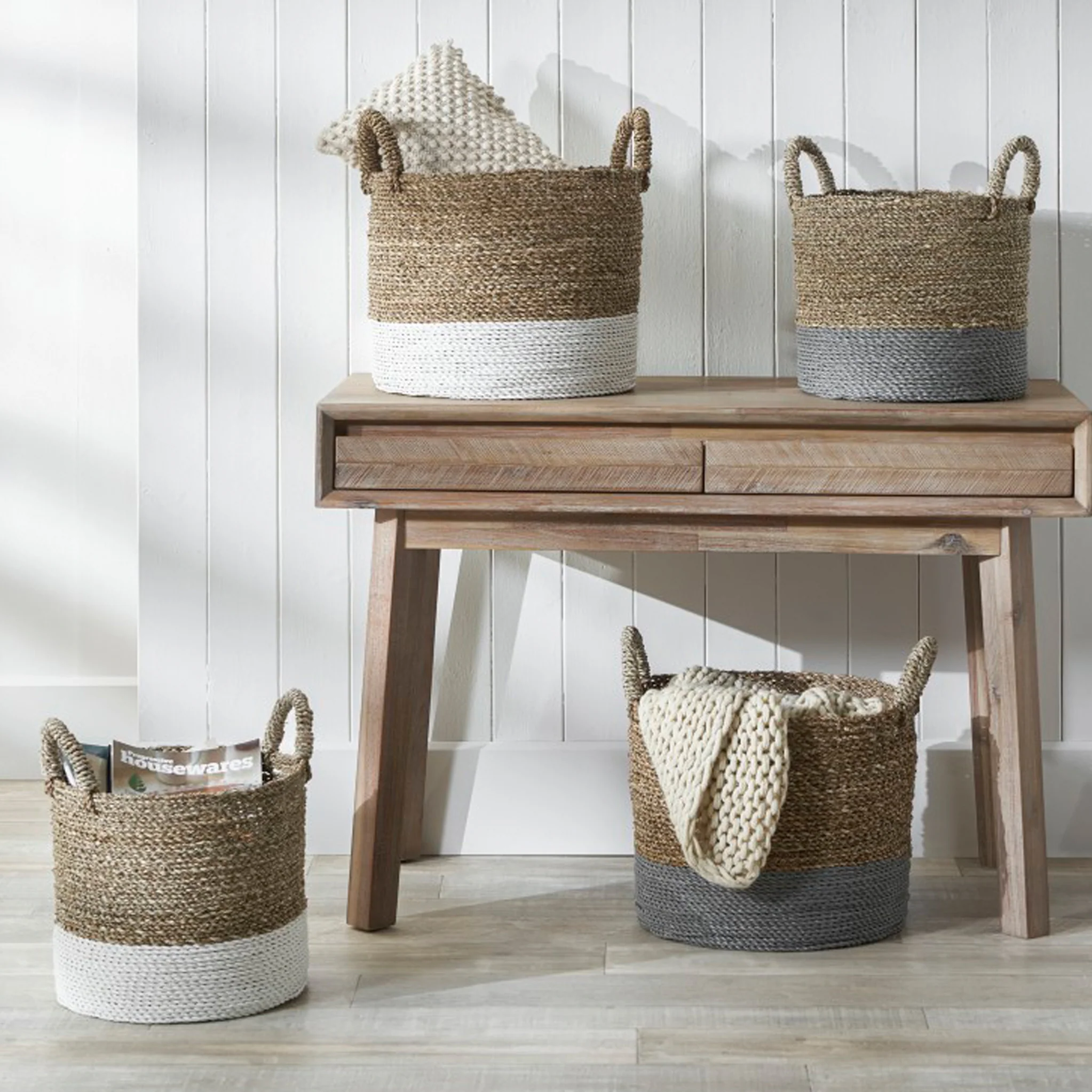 Banana Leaf Two Tone Baskets Set of 2 - Image 16
