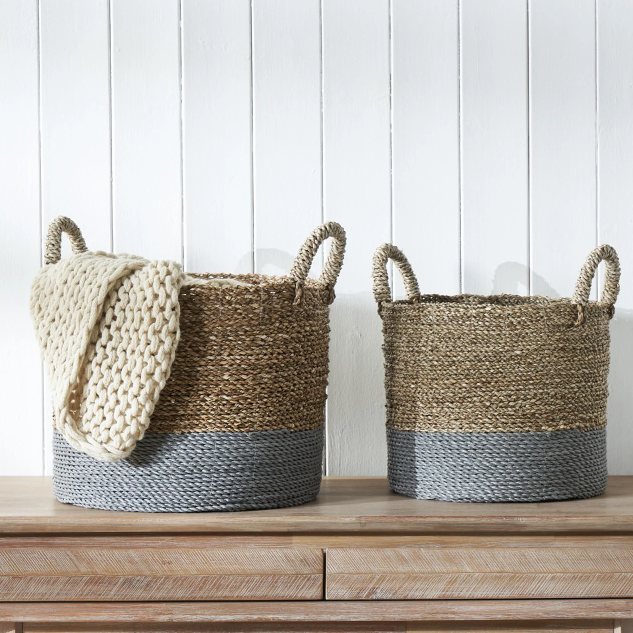 Banana Leaf Two Tone Baskets Set of 2 - Image 9