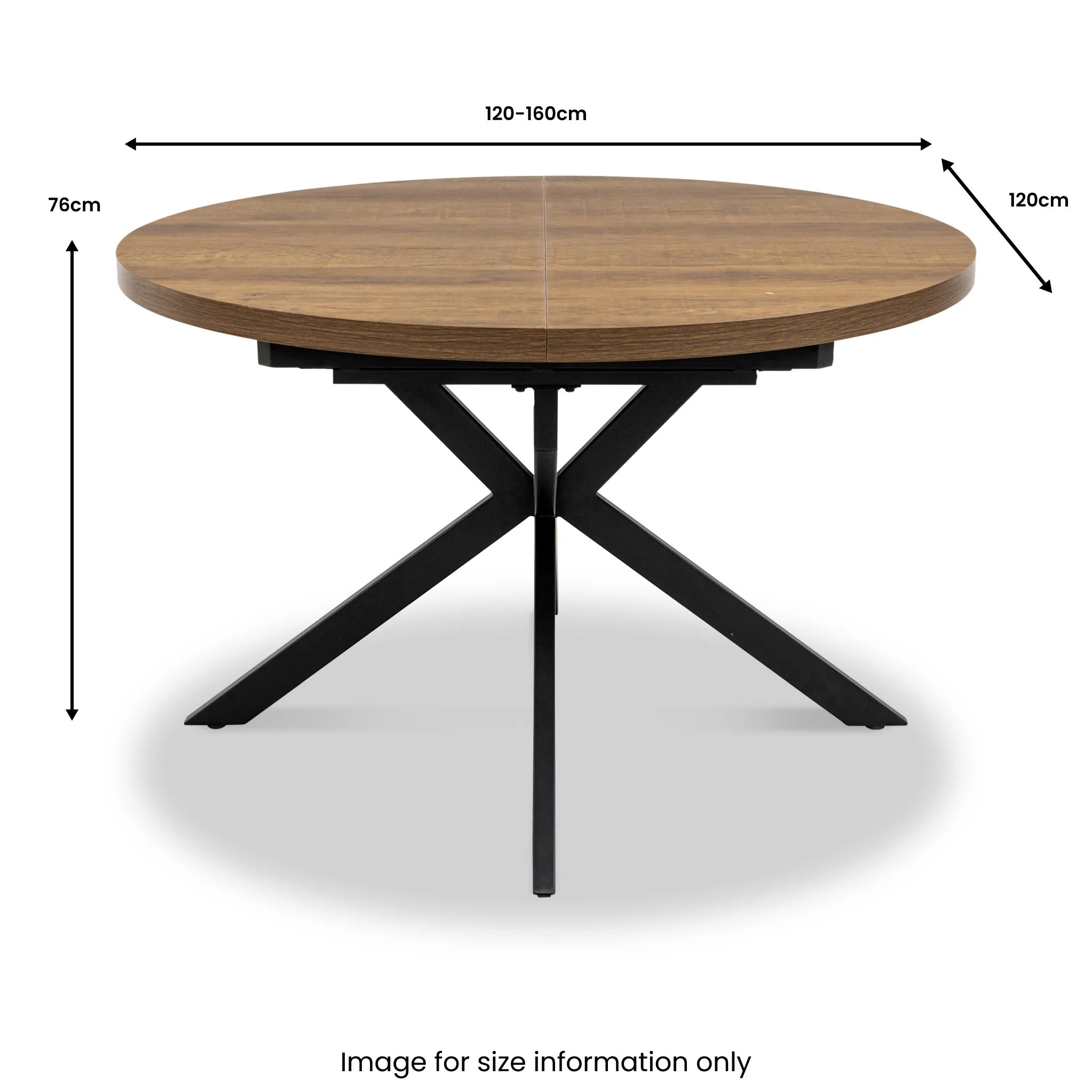 Barker 120cm-160cm Dark Oak Effect Extending Dining Table - Image 6