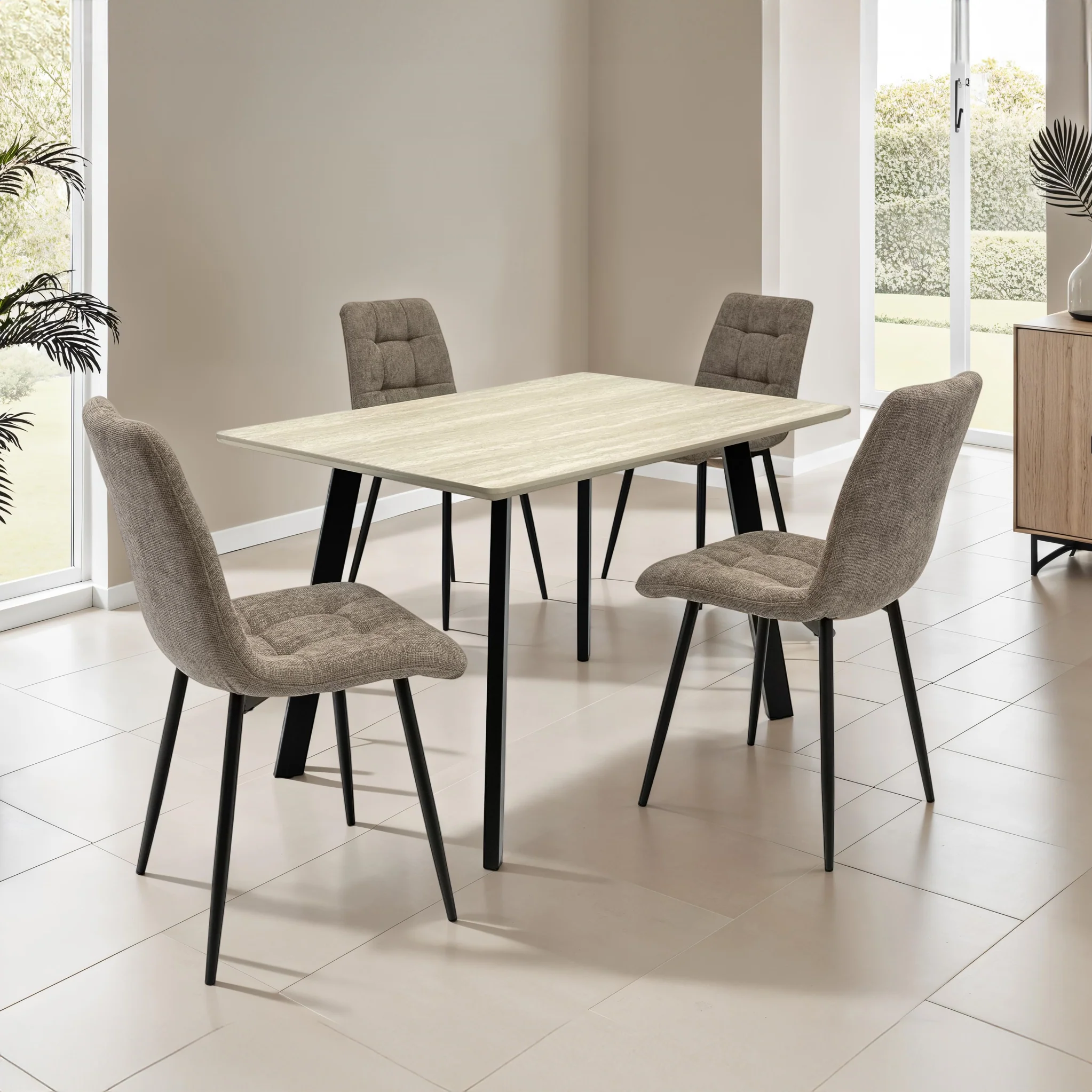 Barlo 120cm Travertine Effect Dining Table - Image 2