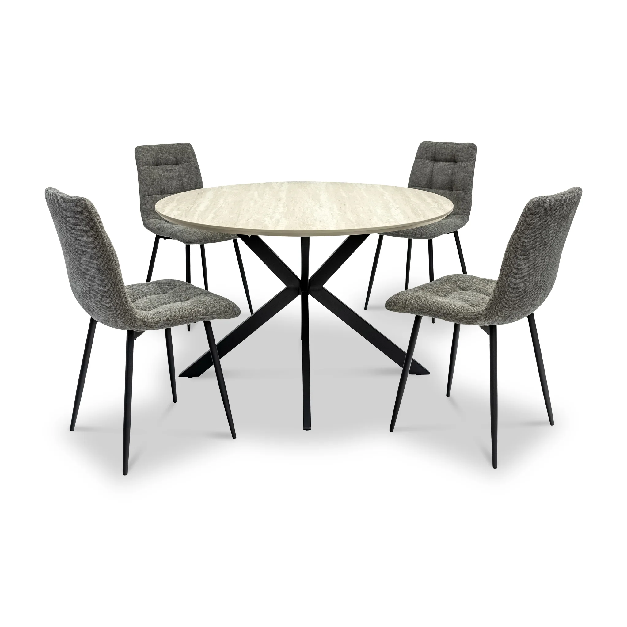 Barlo 120cm Travertine Effect Round Dining Table - Image 4