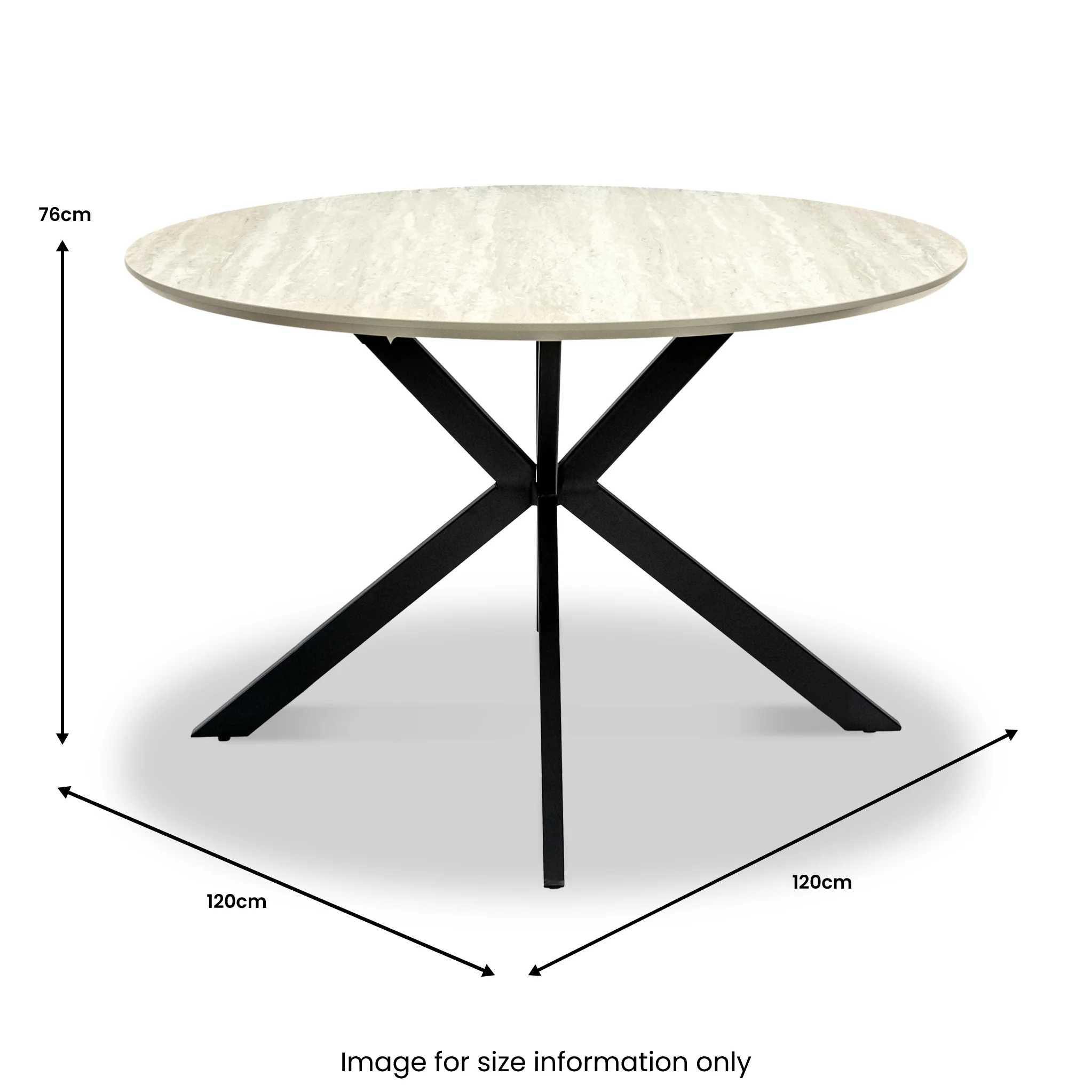 Barlo 120cm Travertine Effect Round Dining Table - Image 6