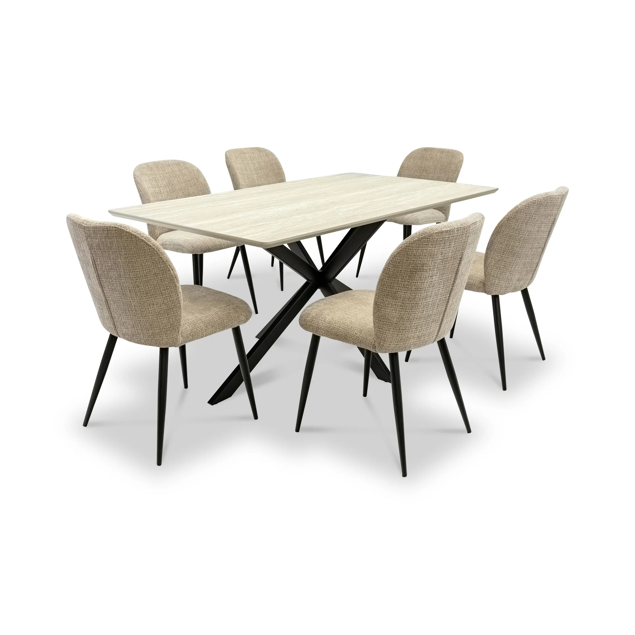Barlo 160cm Travertine Effect Dining Table - Image 5