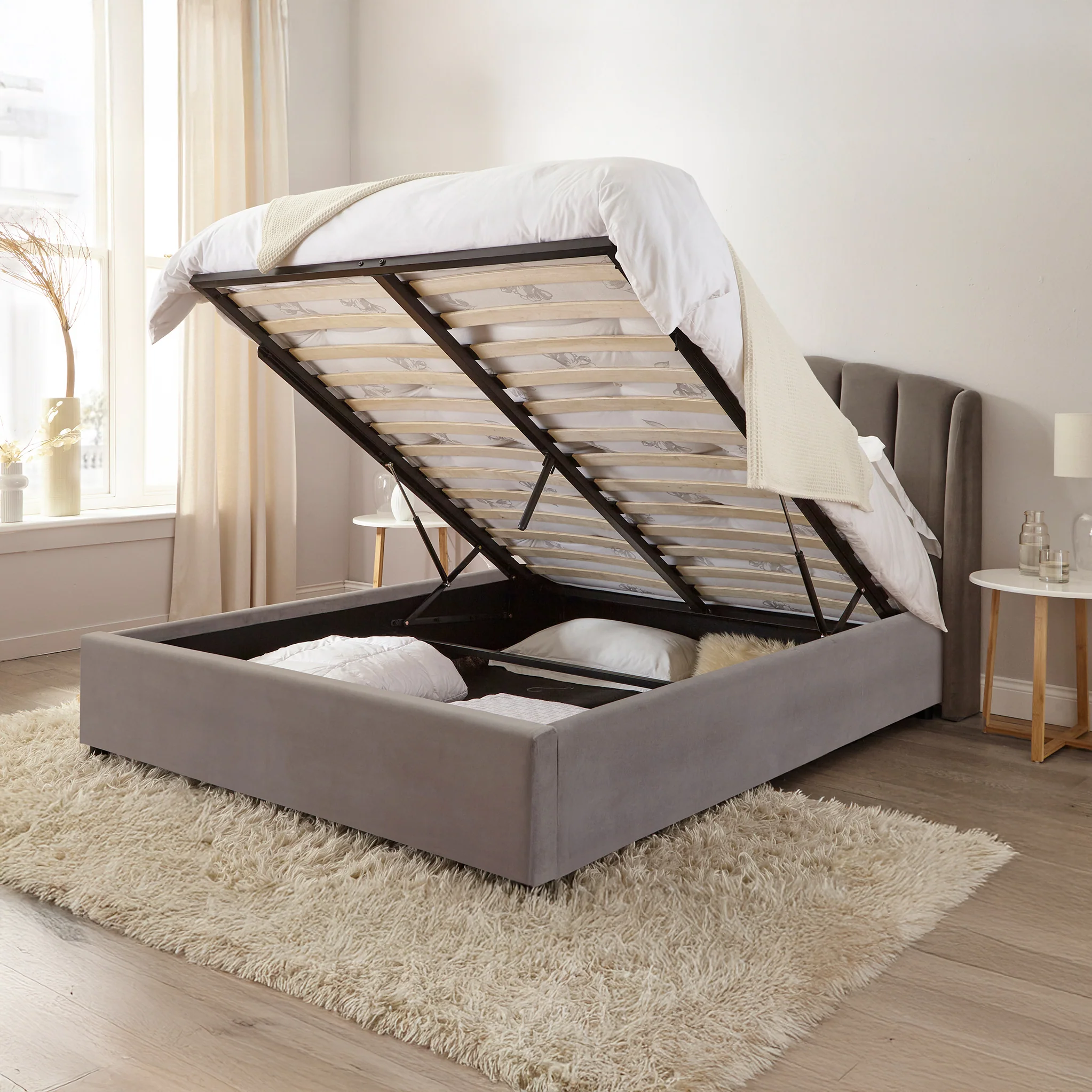 Barnet Pleated Storage Ottoman Bed Frame - Image 2
