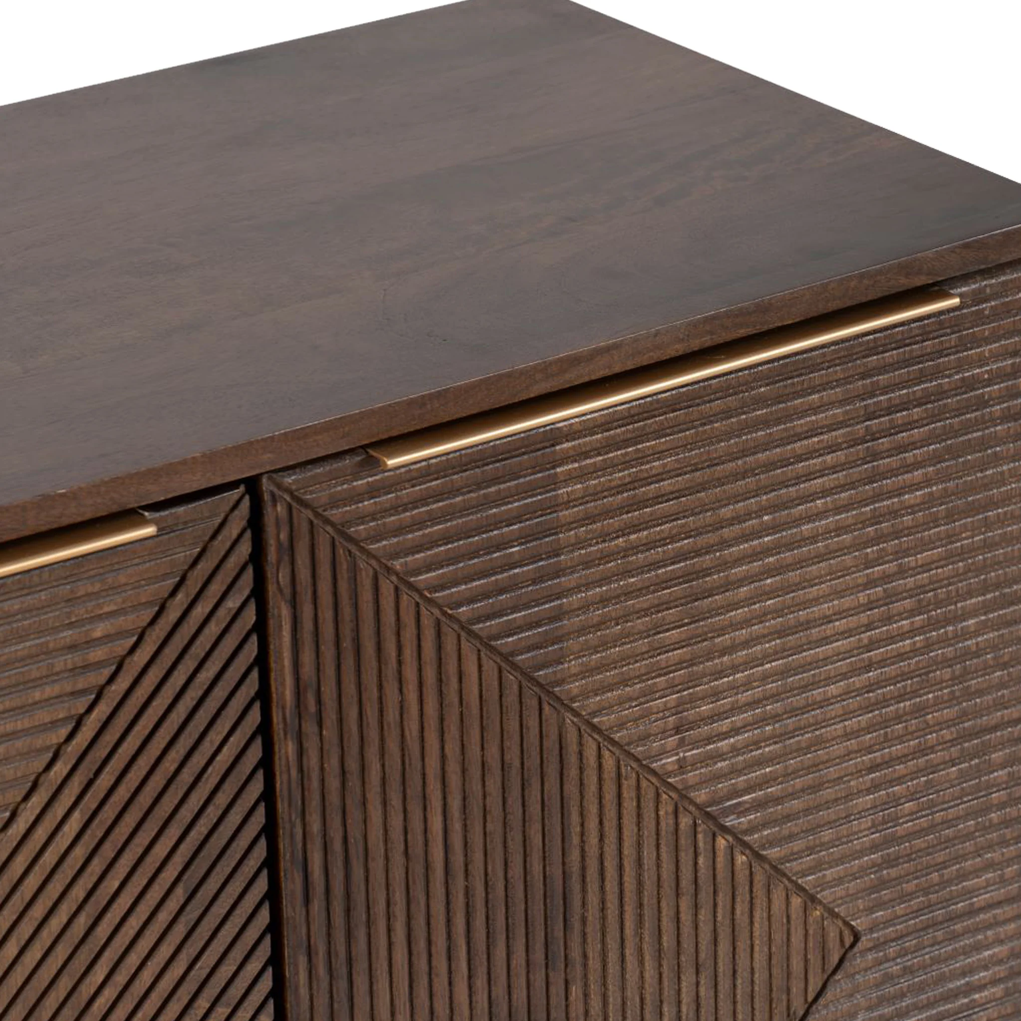 Beau Grooved Brown Mango Wood 2 Door Sideboard - Image 4
