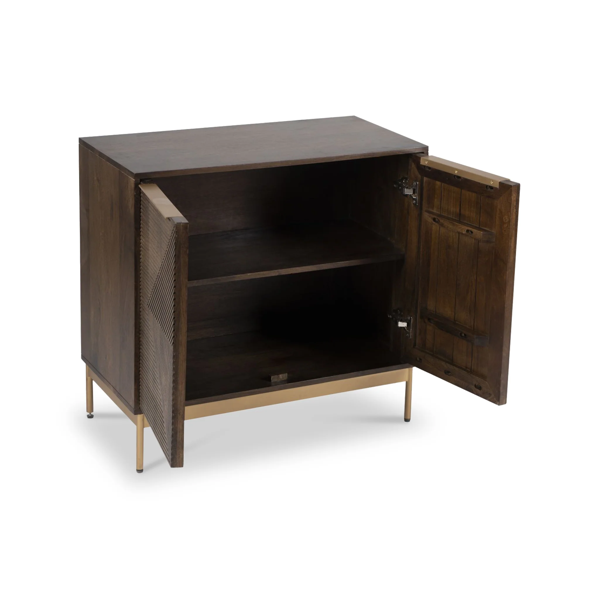 Beau Grooved Brown Mango Wood 2 Door Sideboard - Image 5