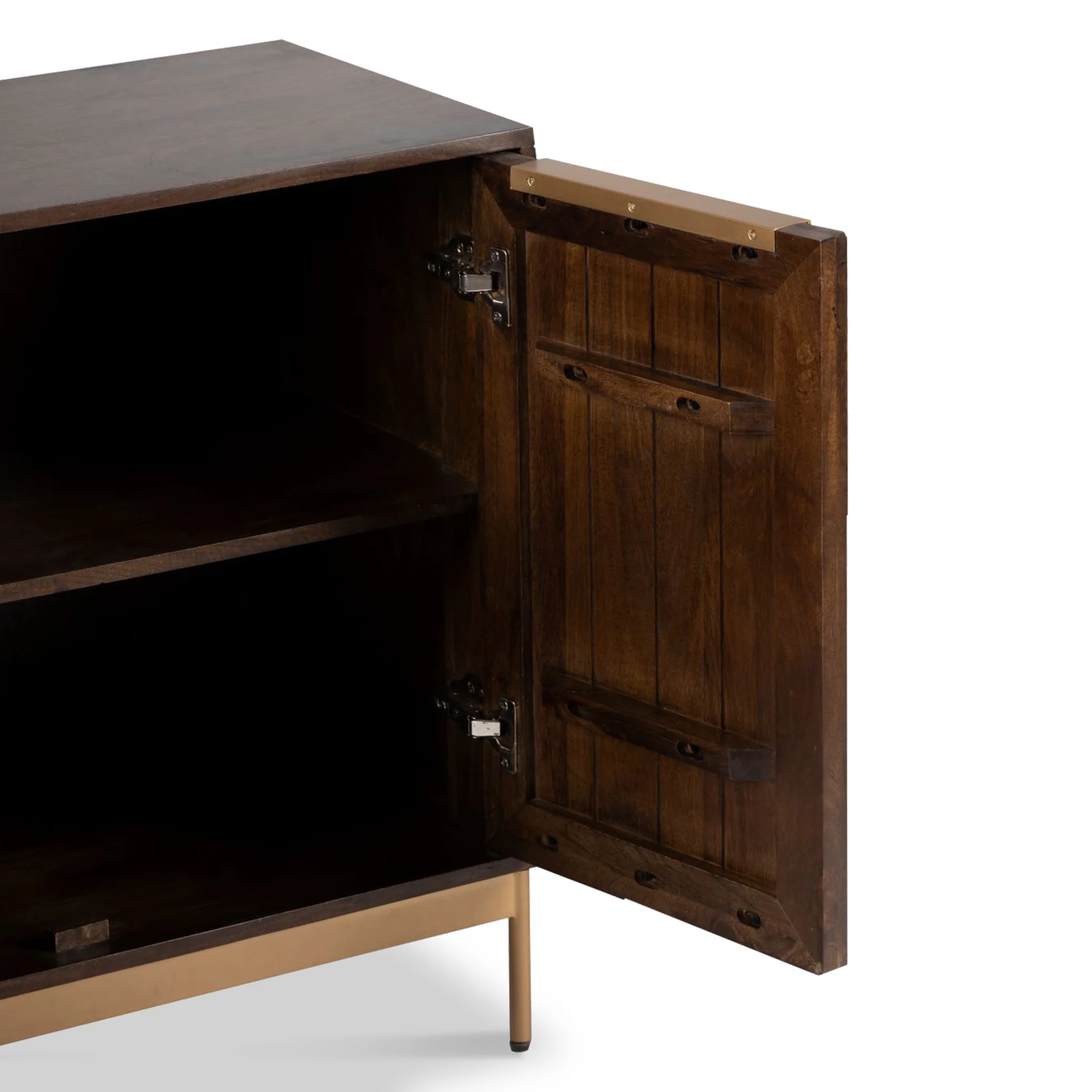 Beau Grooved Brown Mango Wood 2 Door Sideboard - Image 6