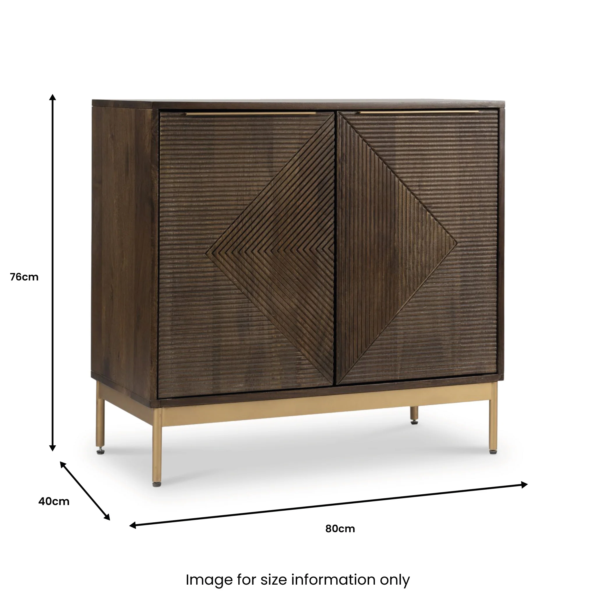 Beau Grooved Brown Mango Wood 2 Door Sideboard - Image 9