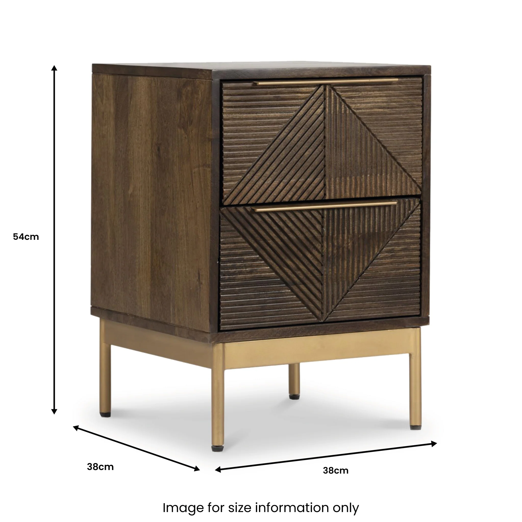 Beau Grooved Brown Mango Wood 2 Drawer Bedside - Image 7