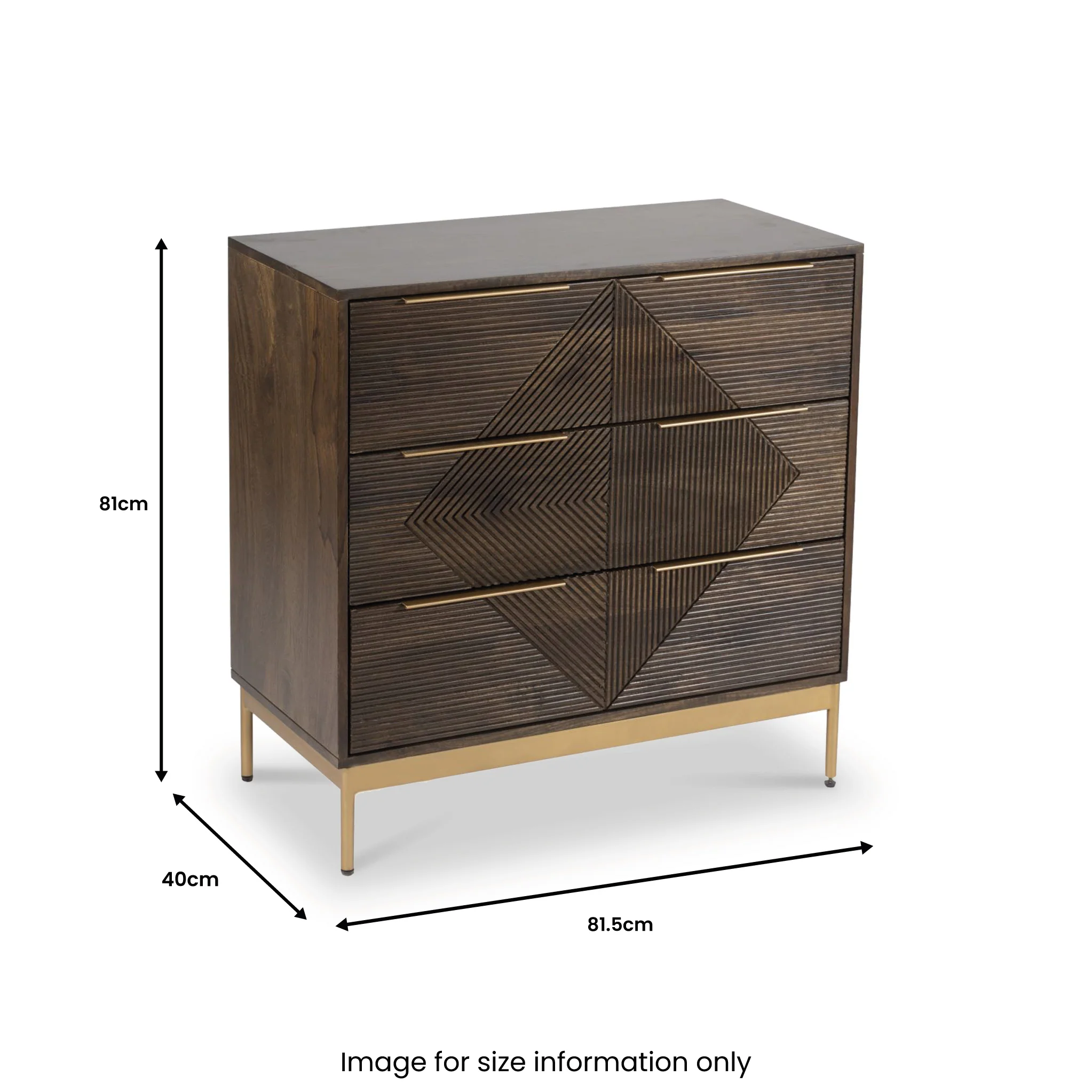 Beau Grooved Brown Mango Wood 3 Drawer Chest - Image 8