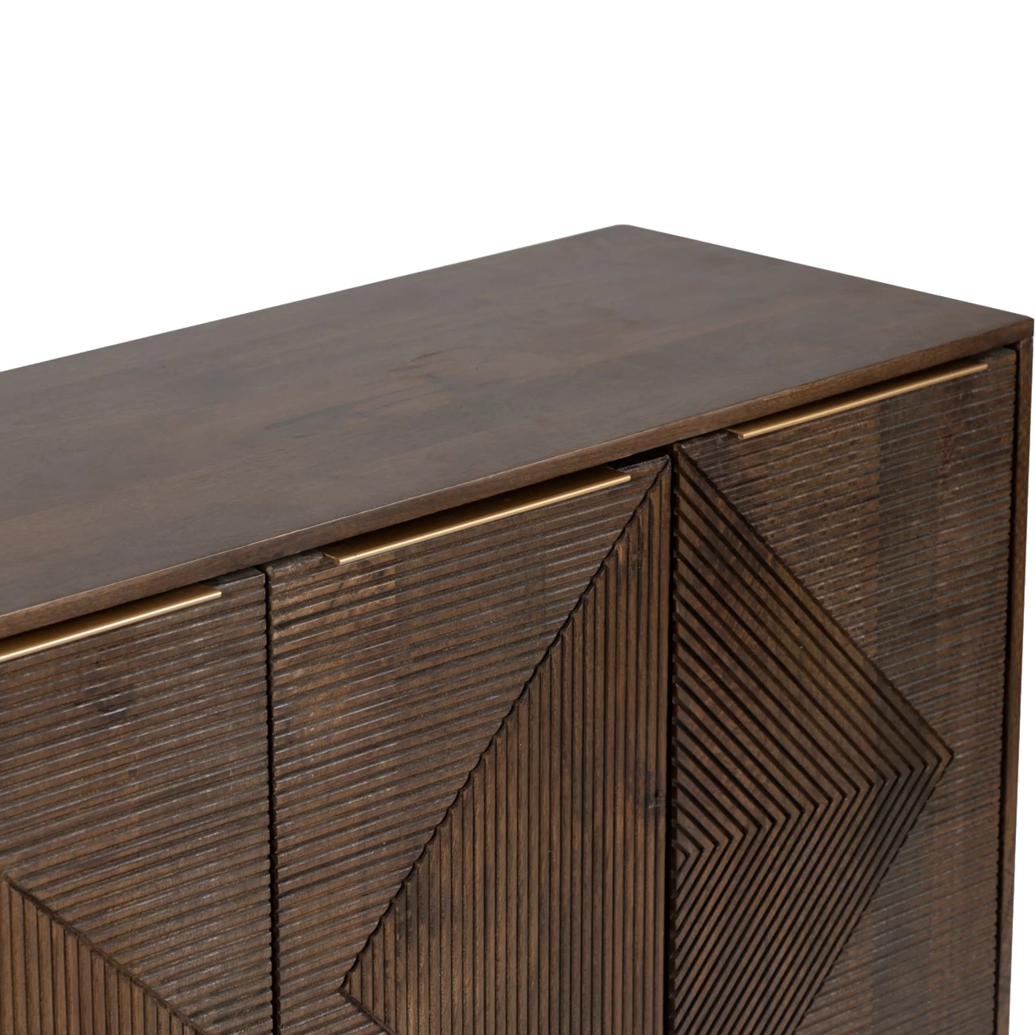 Beau Grooved Brown Mango Wood 4 Door Sideboard - Image 4