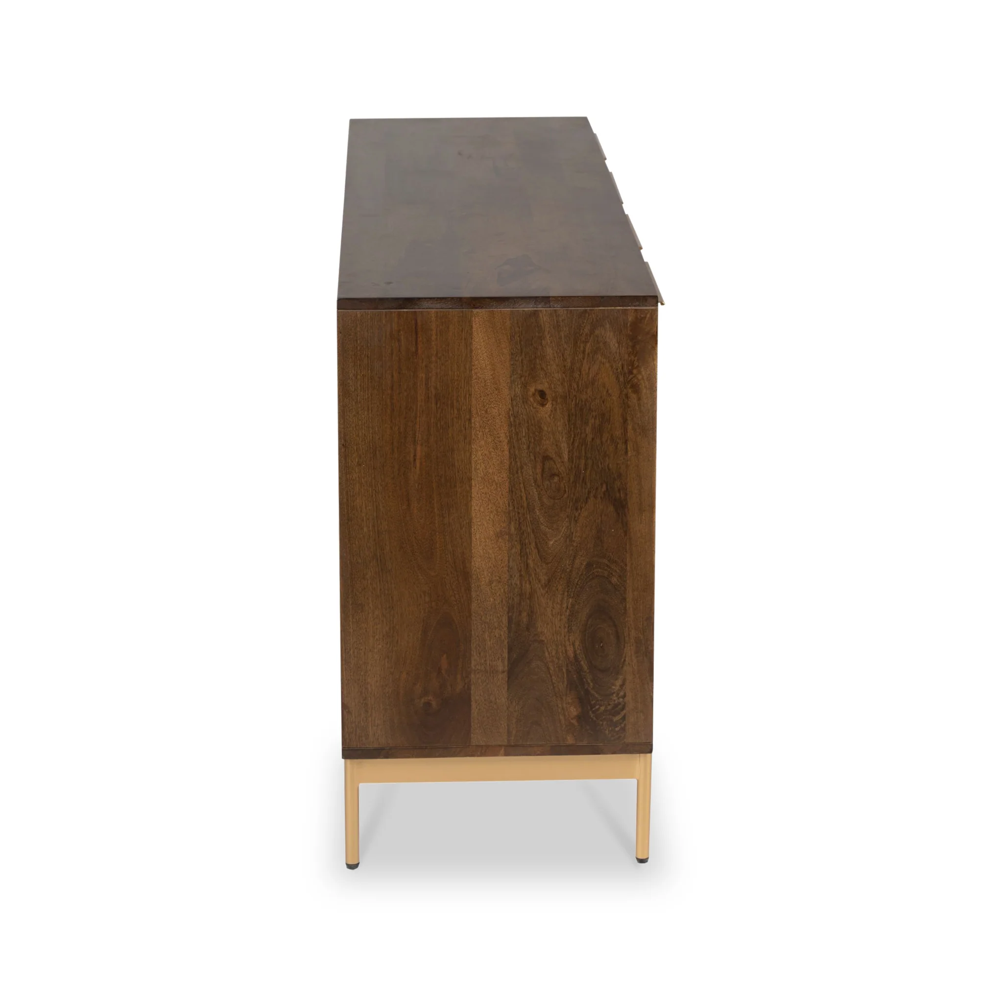 Beau Grooved Brown Mango Wood 4 Door Sideboard - Image 7