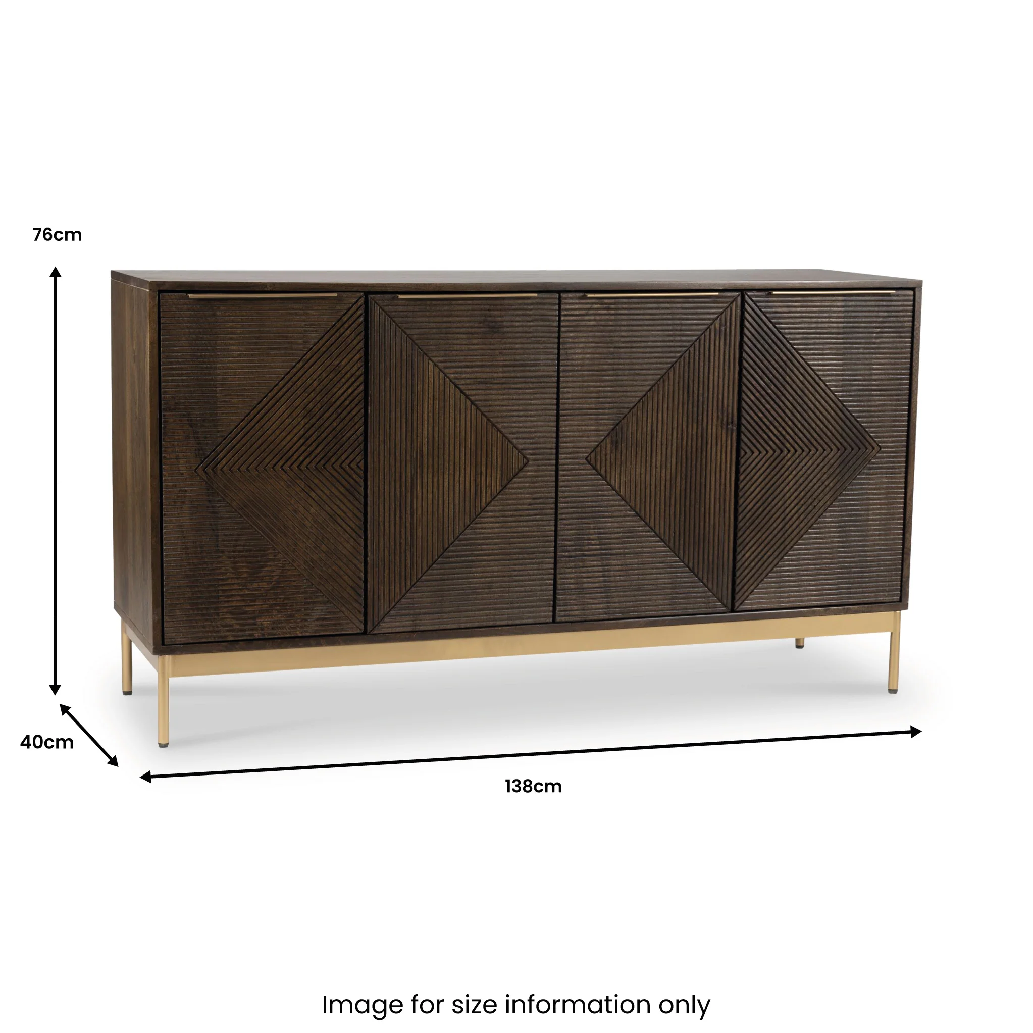 Beau Grooved Brown Mango Wood 4 Door Sideboard - Image 8