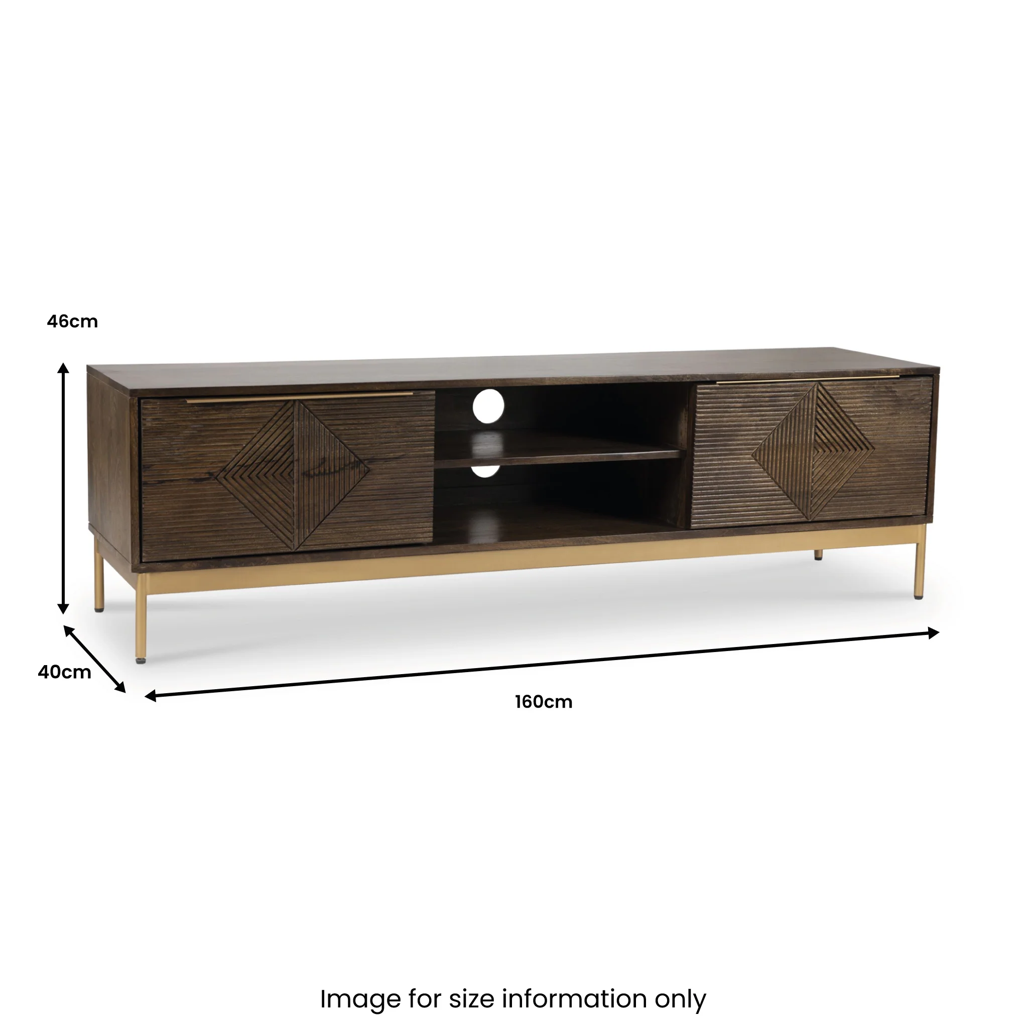 Beau Grooved Brown Mango Wood Extra Large TV Unit - Image 8