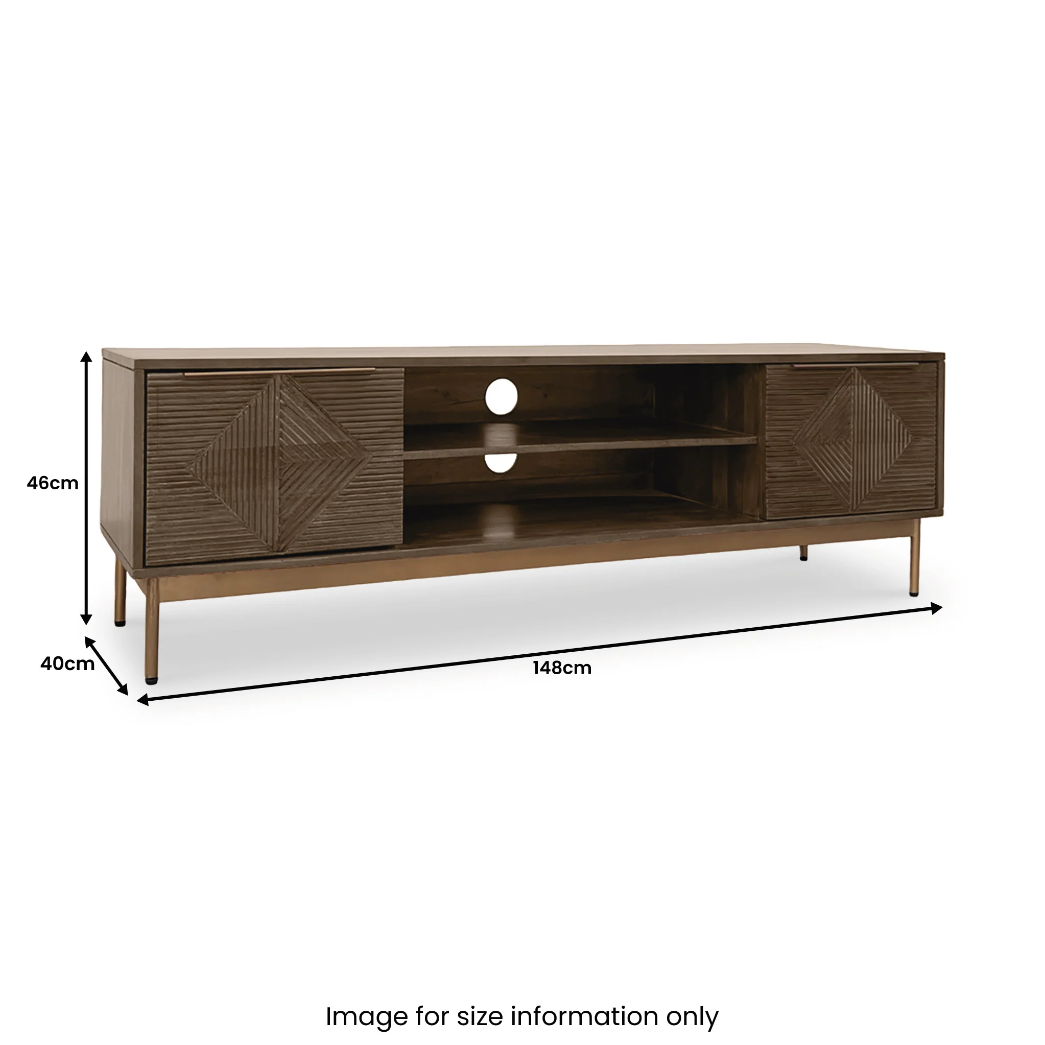 Beau Grooved Brown Mango Wood Large TV Unit - Image 6