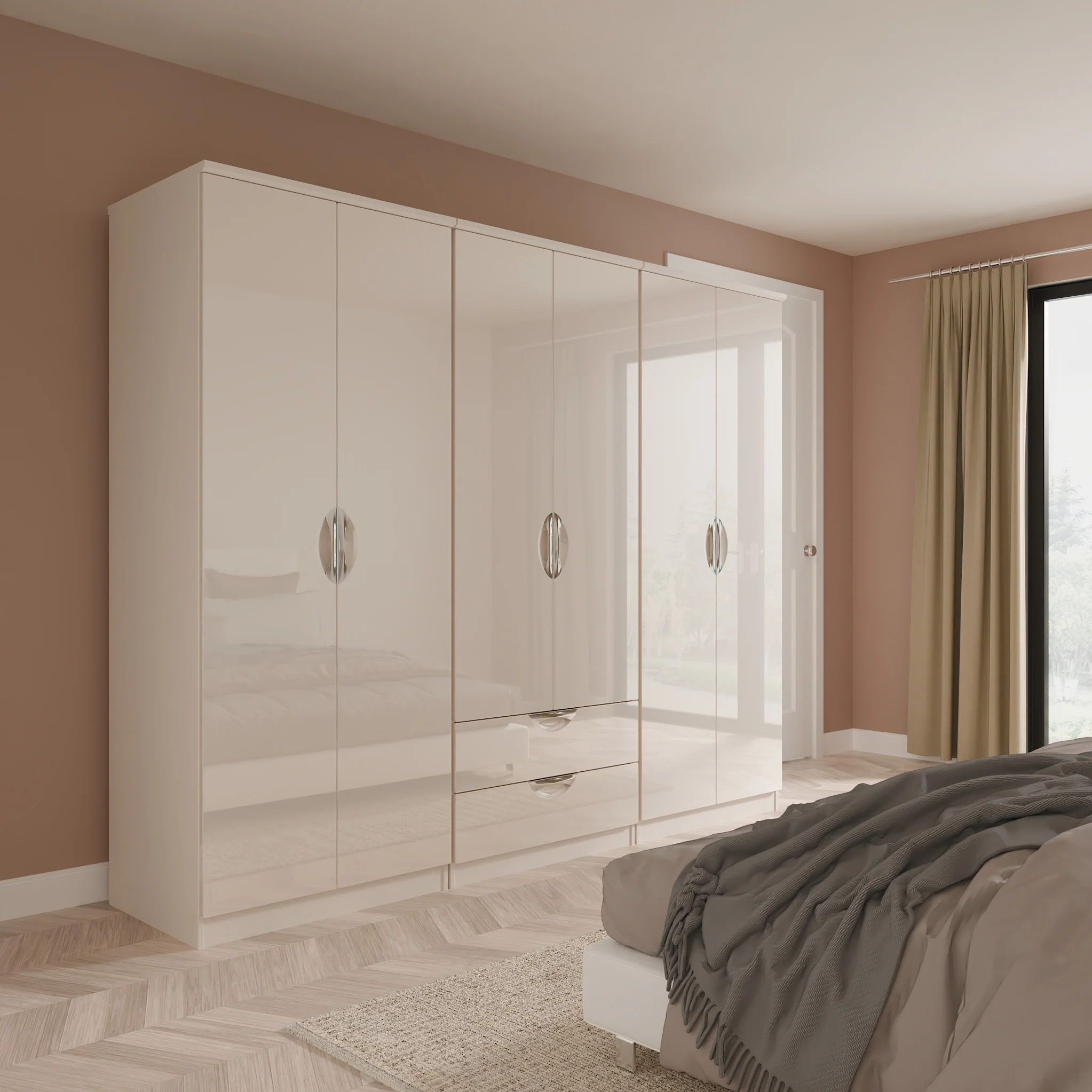 Becket 6 Door 2 Drawer Wardrobe - Image 2