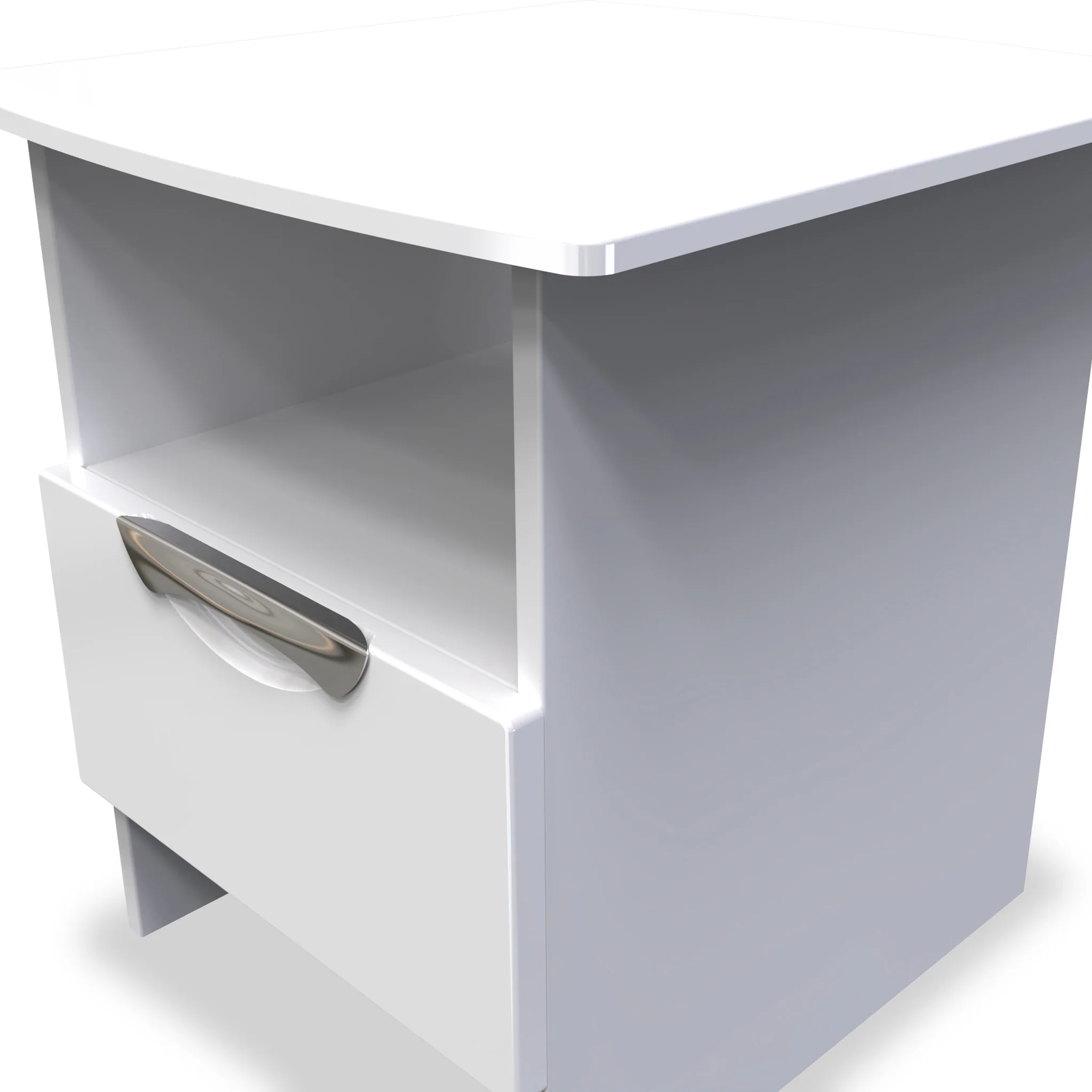 Beckett Gloss 1 Drawer with Open Shelf Lamp Table - Image 3