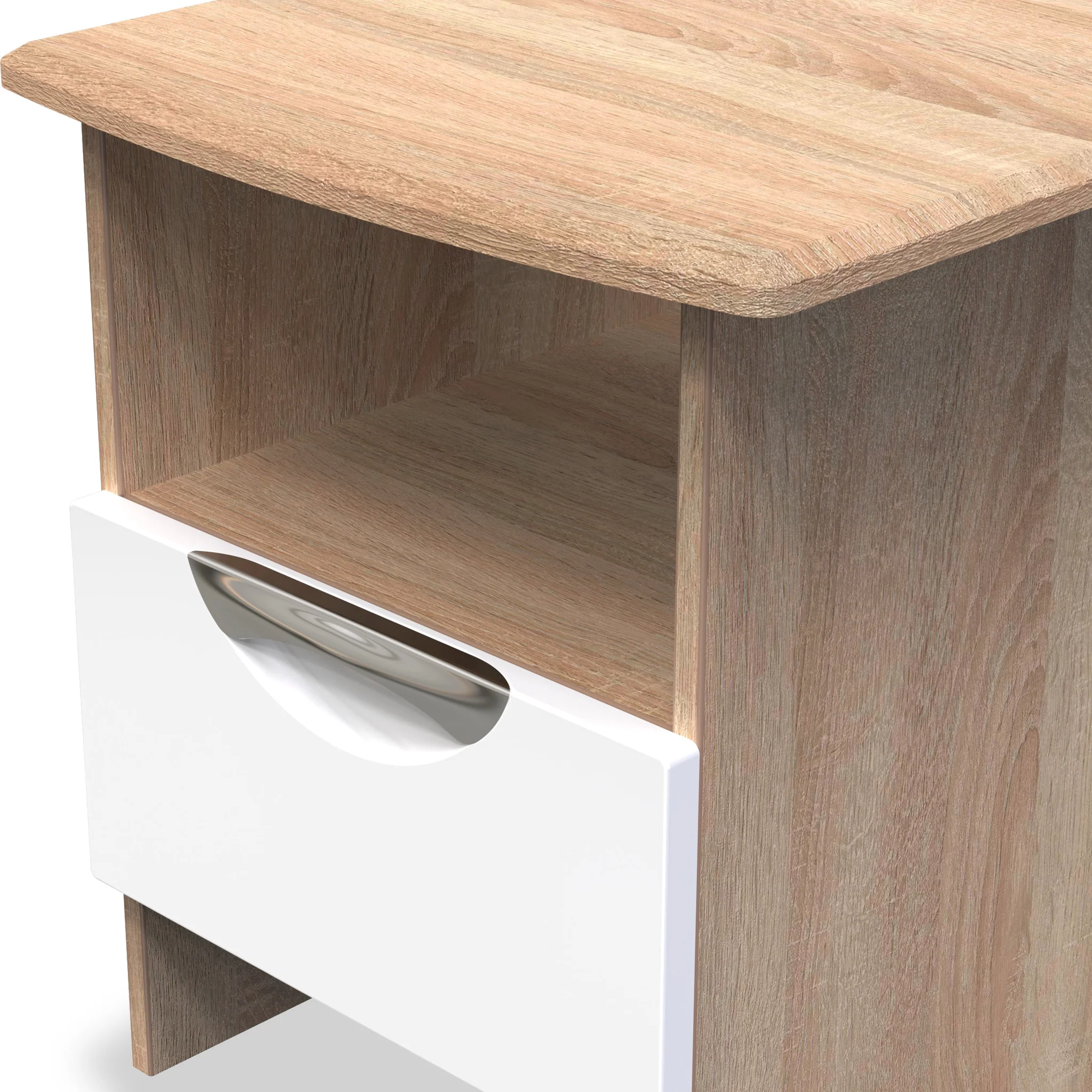 Beckett Gloss 1 Drawer with Open Shelf Lamp Table - Image 8