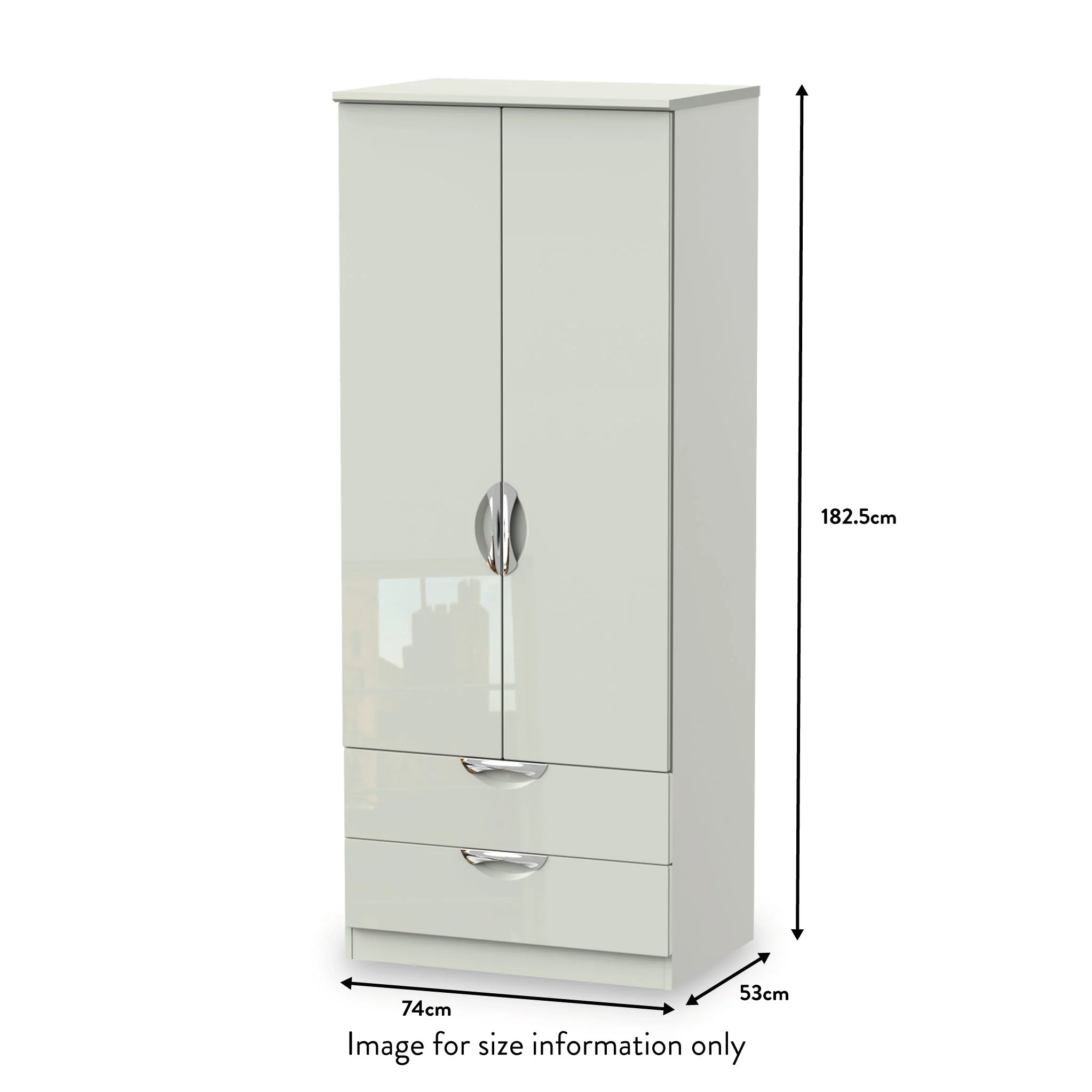 Beckett Gloss 2 Door 2 Drawer Wardrobe - Image 17