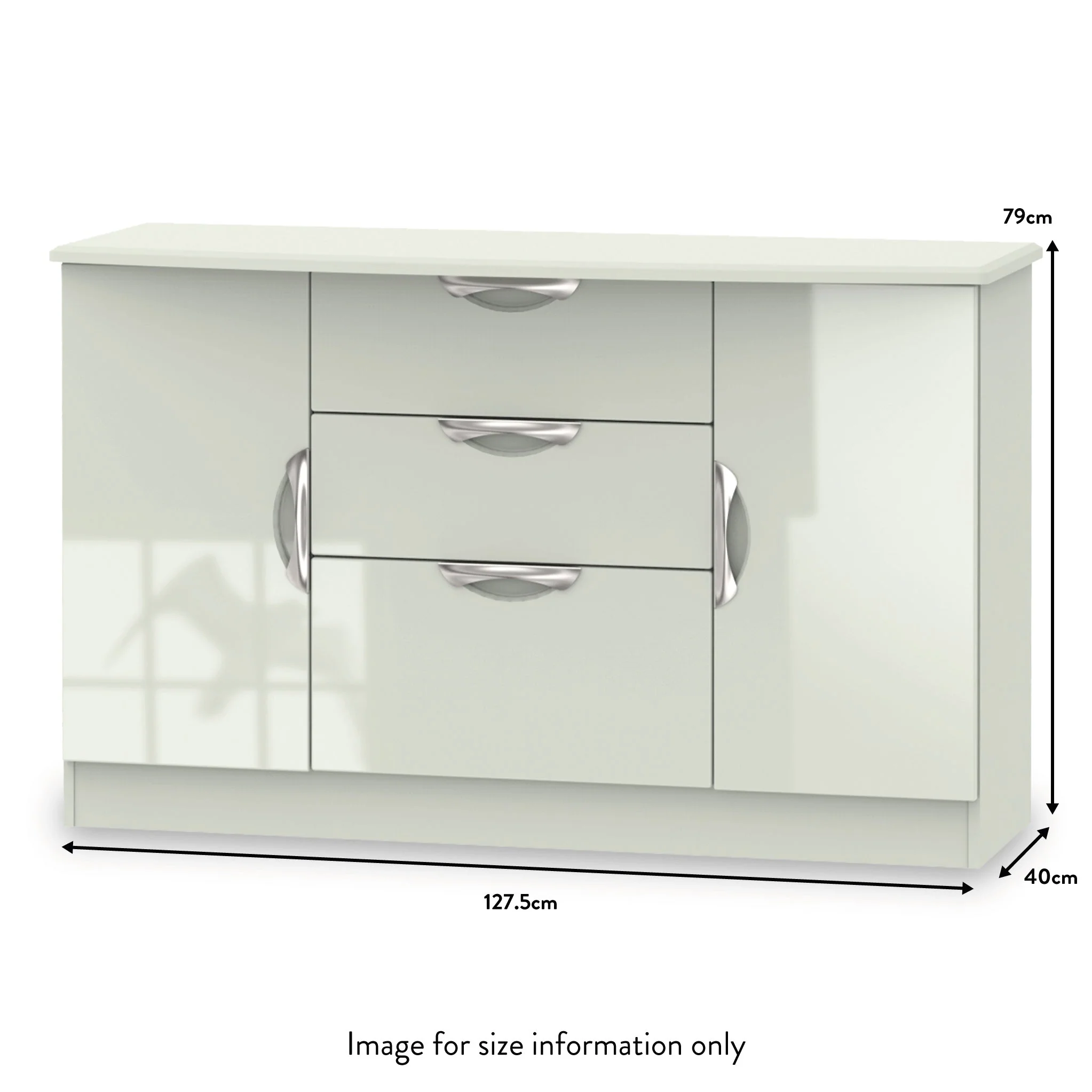 Beckett Gloss 2 Door 3 Drawer Sideboard - Image 18
