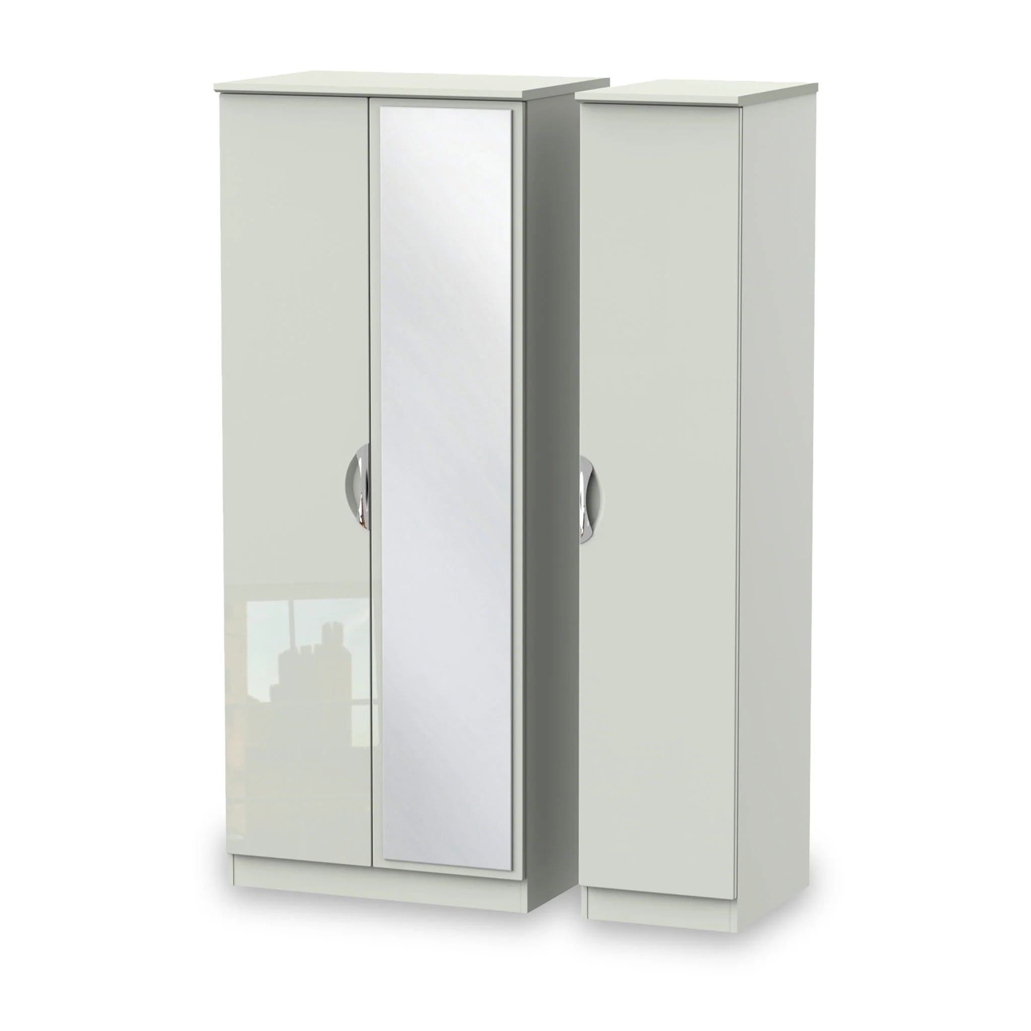 Beckett Gloss 3 Door Mirror Wardrobe - Image 3