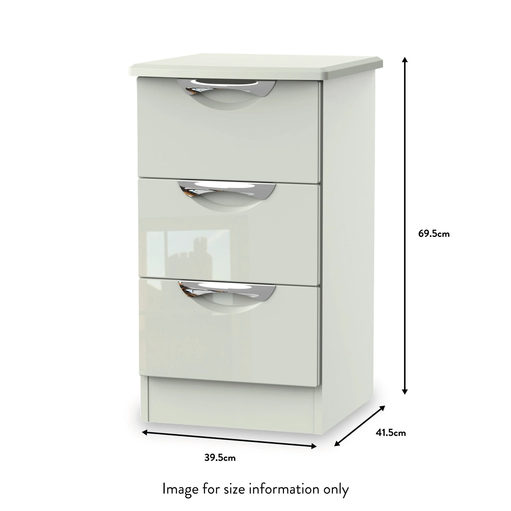 Beckett Gloss 3 Drawer Bedside Cabinet - Image 14