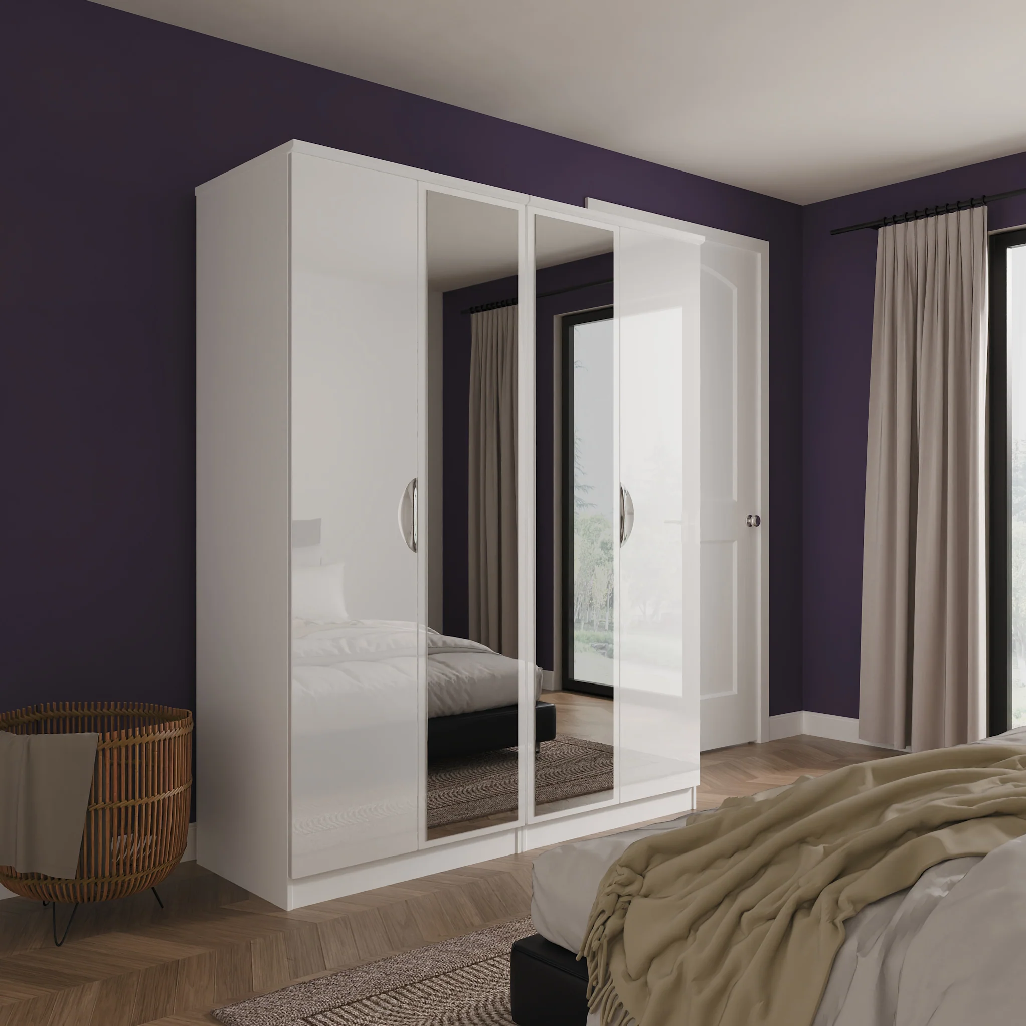 Beckett 4 Door Mirrored Wardrobe - Image 15