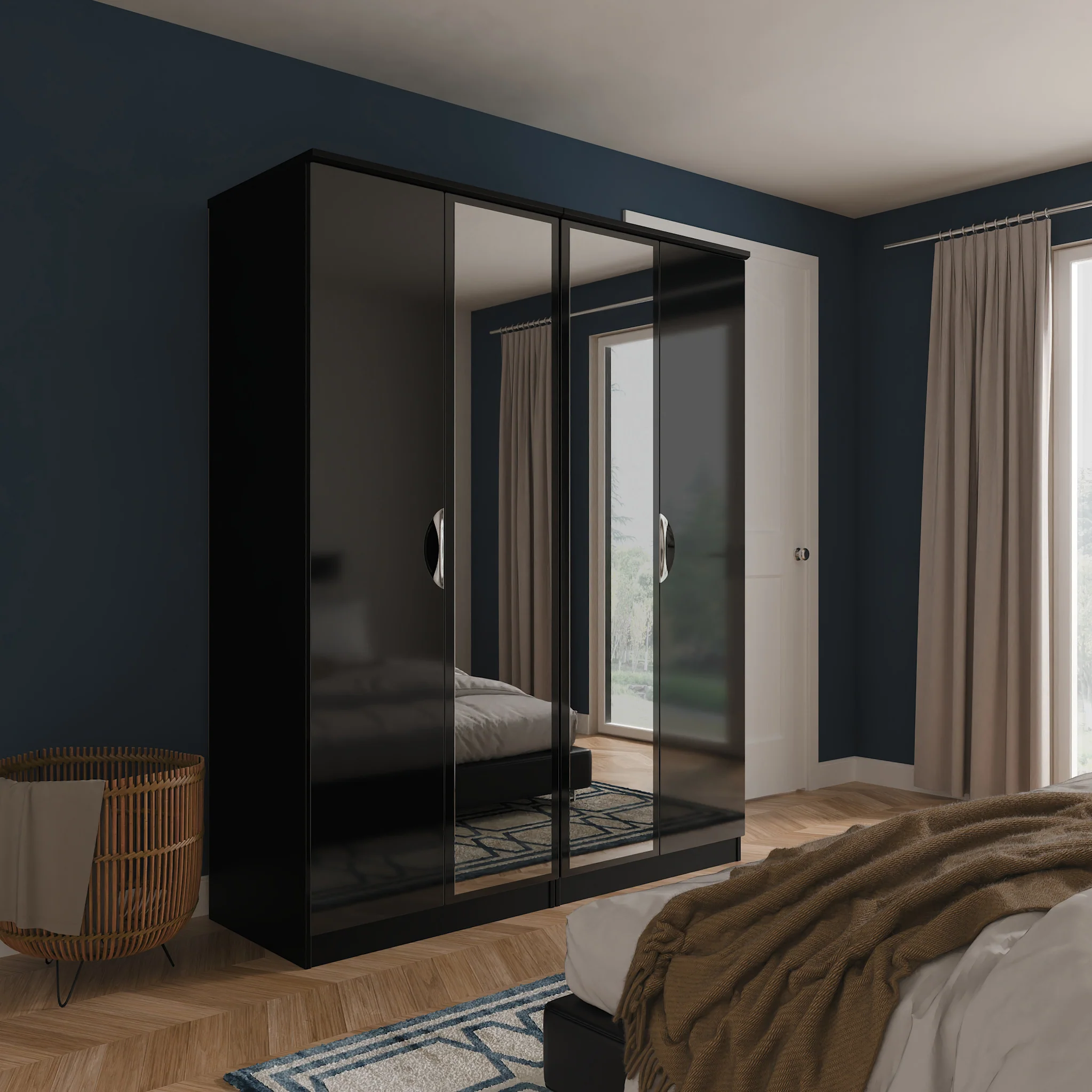 Beckett 4 Door Mirrored Wardrobe - Image 9