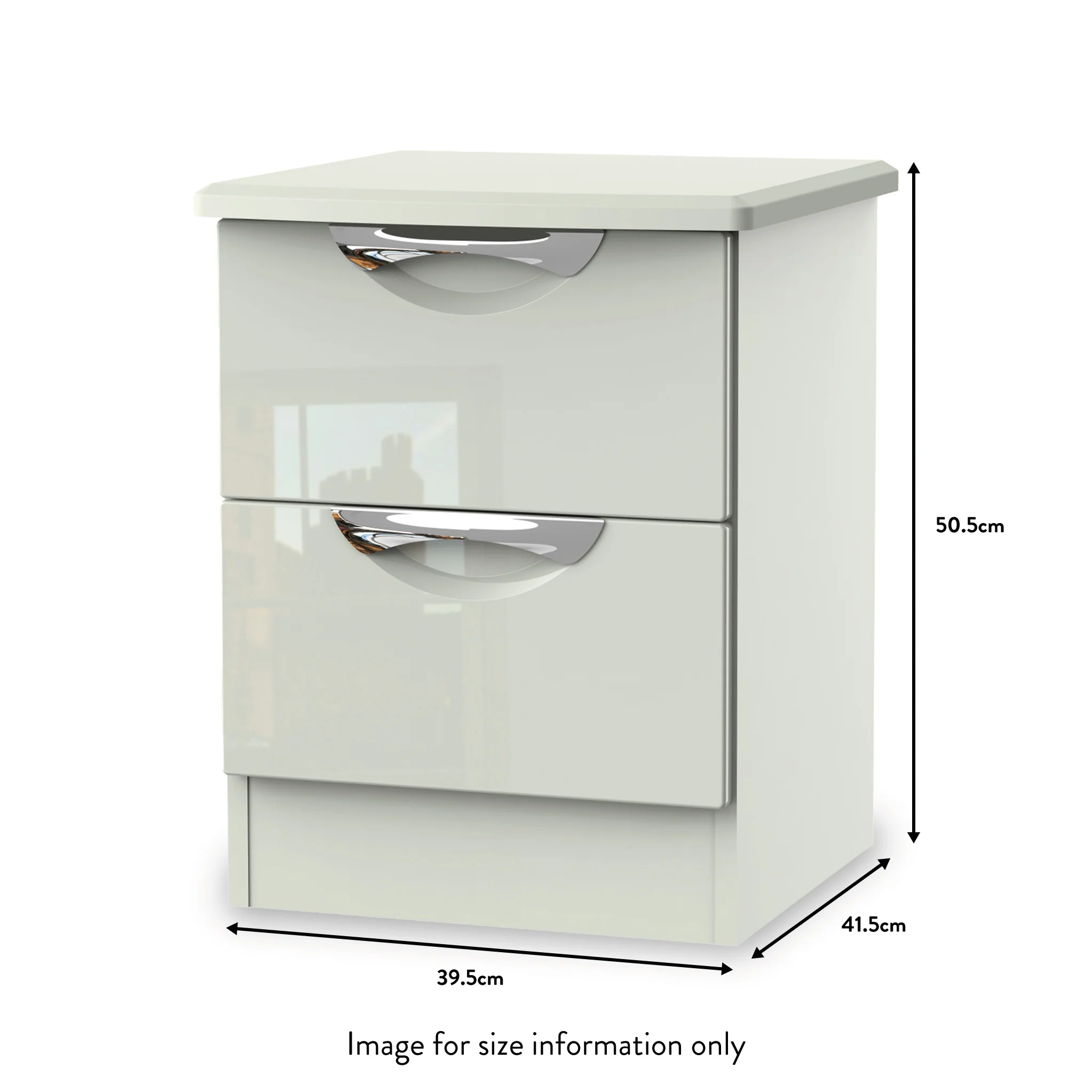 Beckett Gloss 2 Drawer Bedside Cabinet - Image 14
