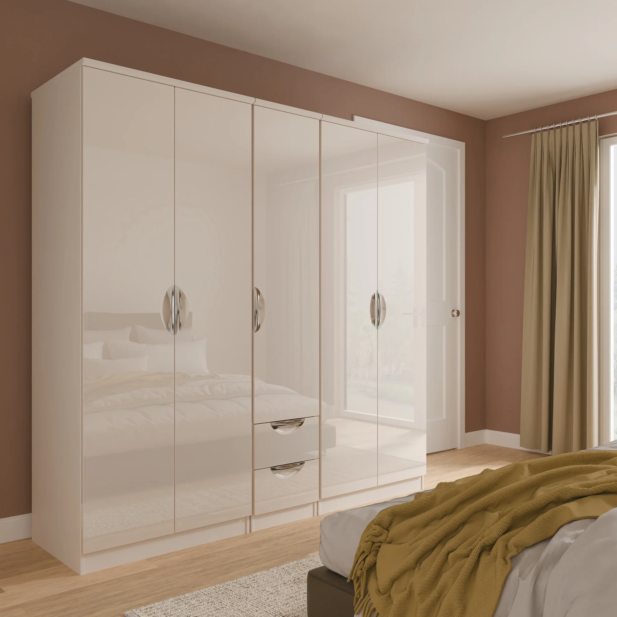 Beckett 5 Door 2 Drawer Wardrobe - Image 2