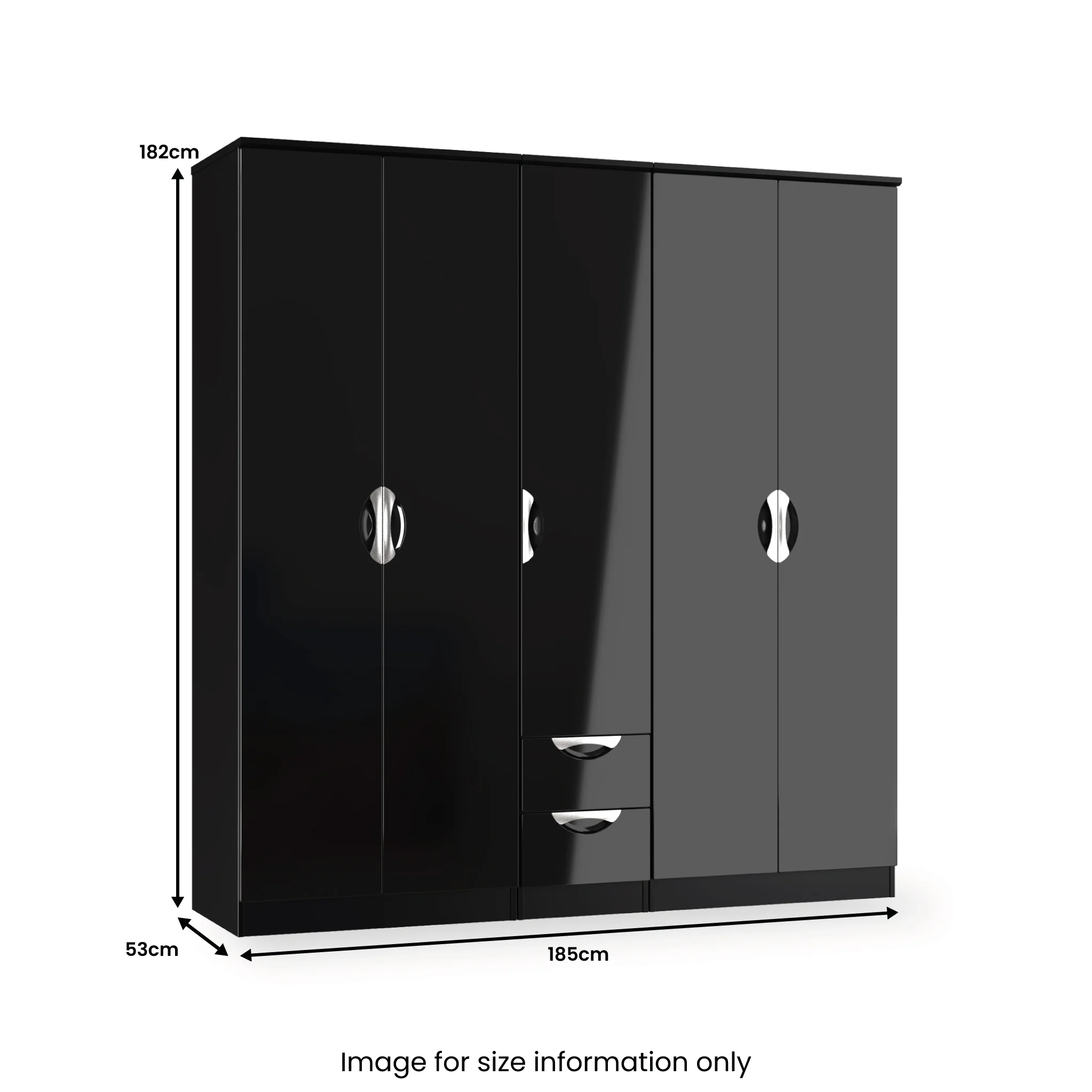 Beckett 5 Door 2 Drawer Wardrobe - Image 23