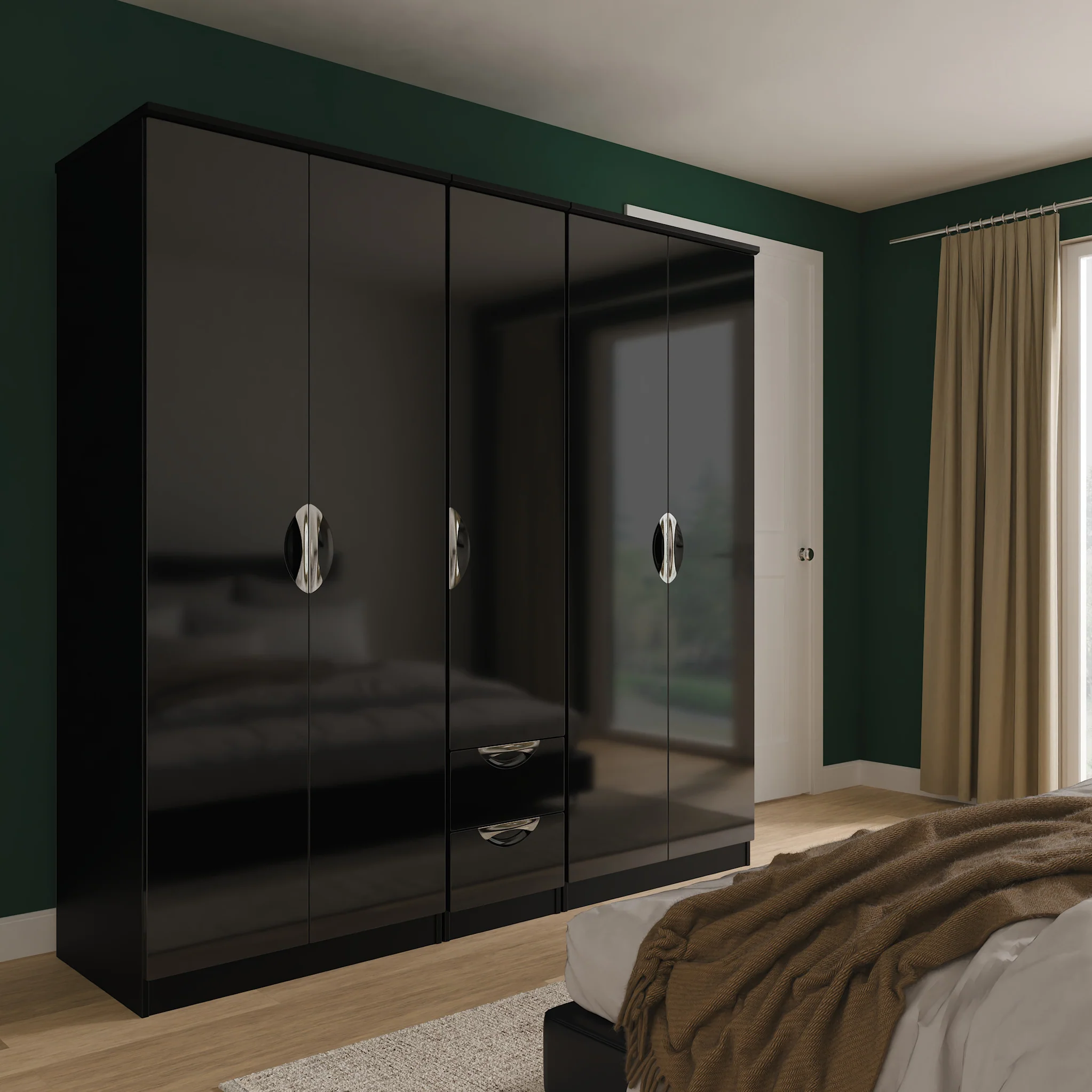 Beckett 5 Door 2 Drawer Wardrobe - Image 9