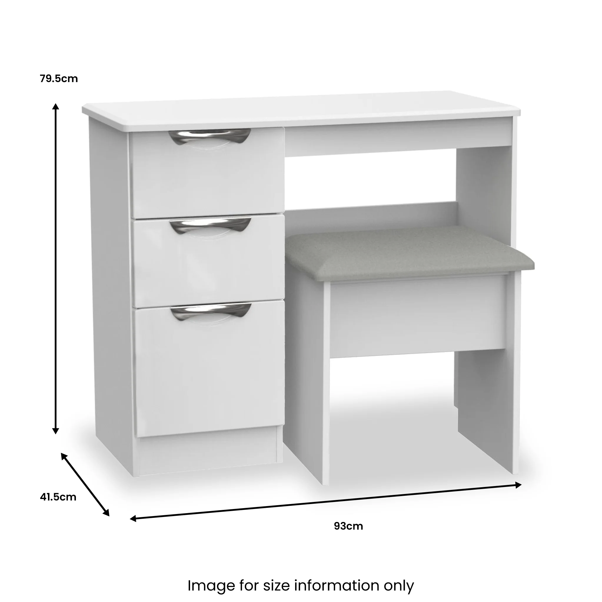 Beckett Gloss Dressing Table with Stool - Image 29