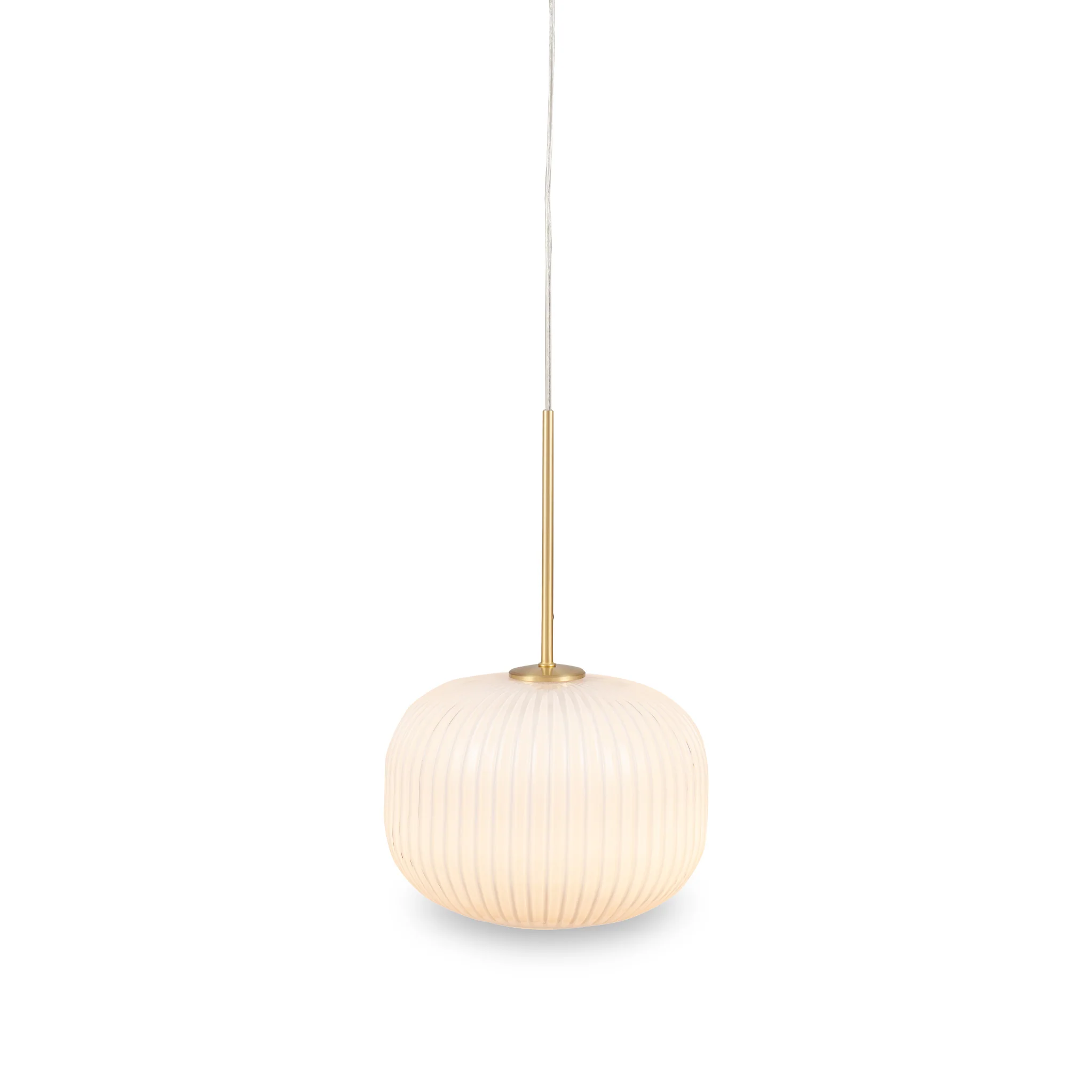 Bella White Glass and Gold Metal Ribbed Squoval Pendant - Image 3