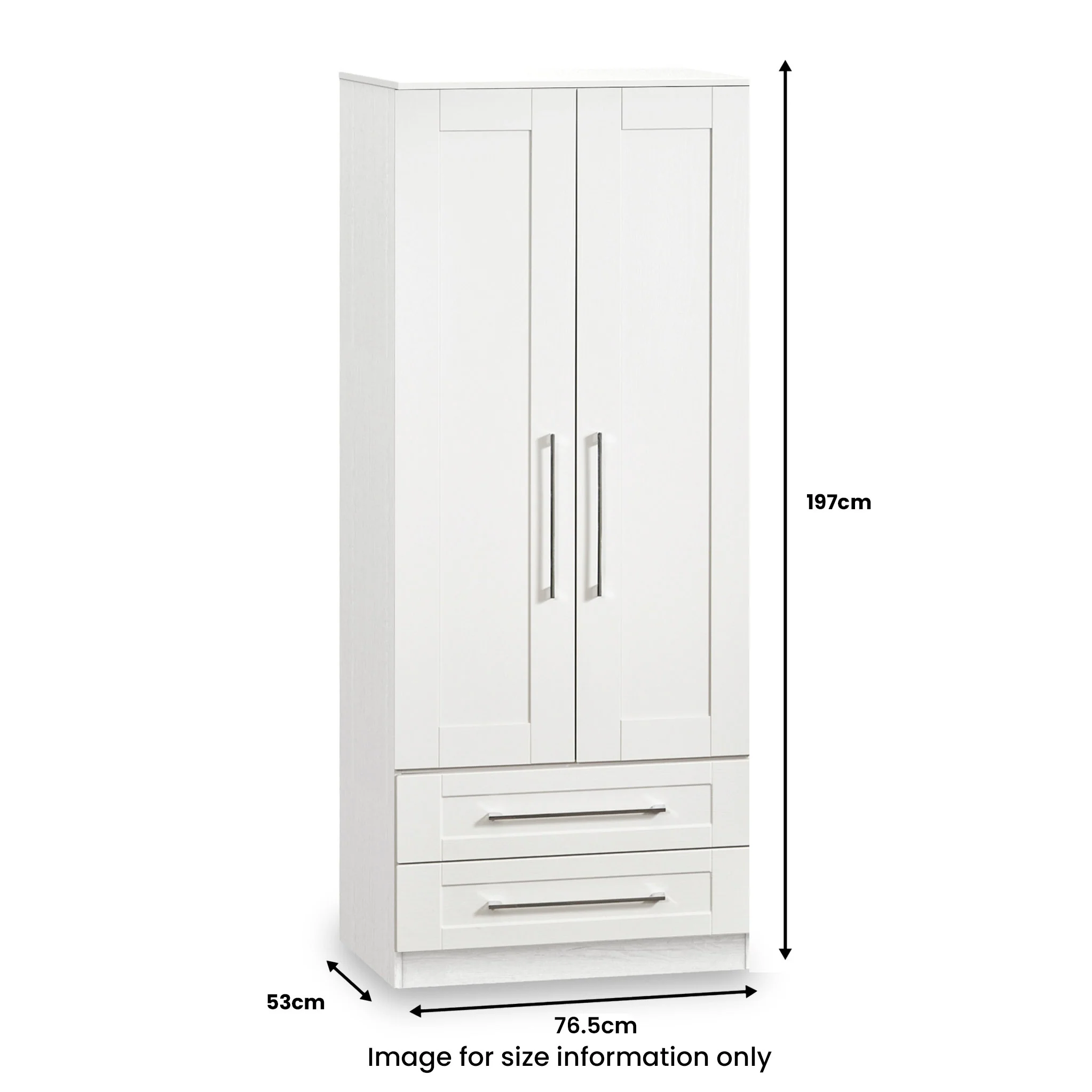 Bellamy 2 Door 2 Drawer Wardrobe - Image 9