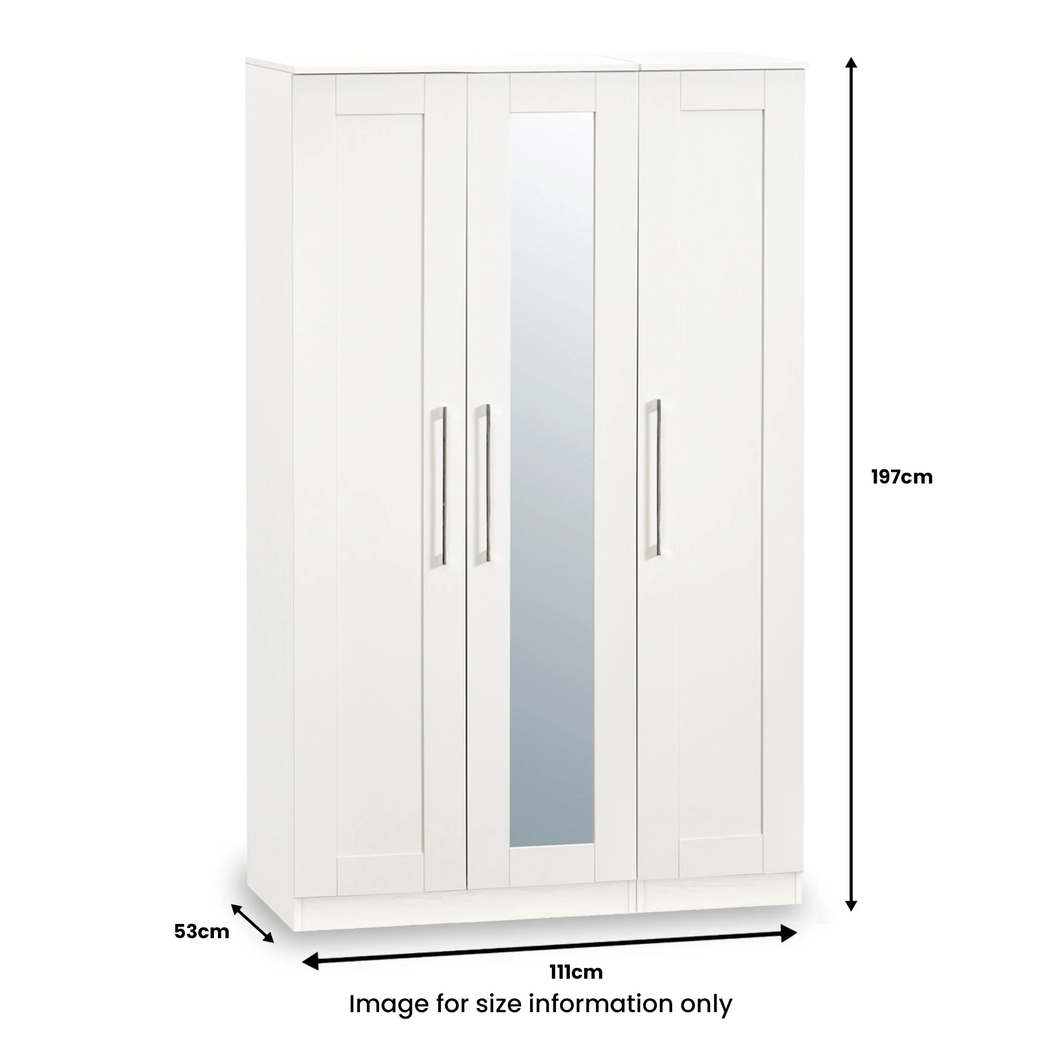 Bellamy Tall 3 Door Mirror Wardrobe - Image 6