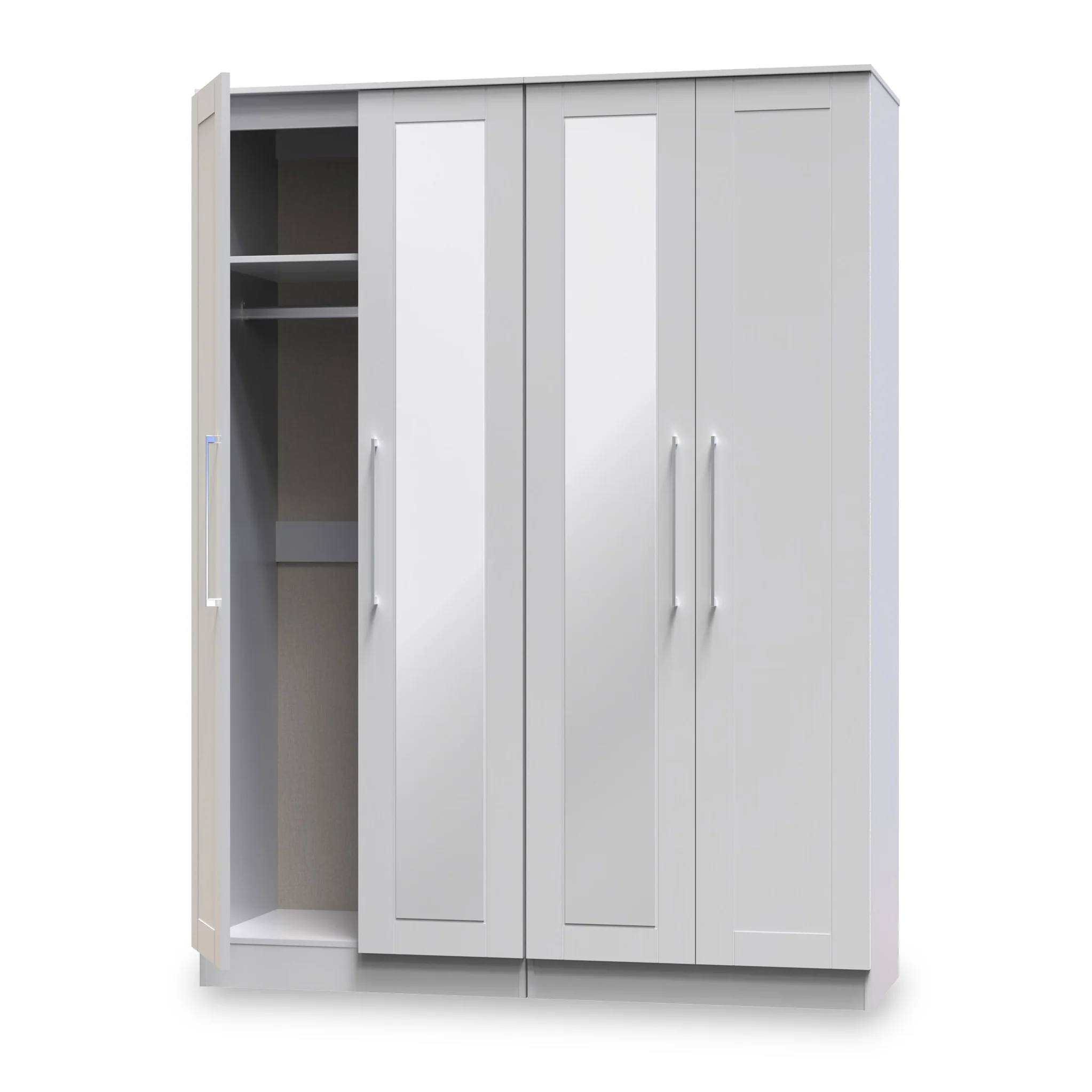 Bellamy Tall 4 Door 2 Central Mirrored Wardrobe - Image 7