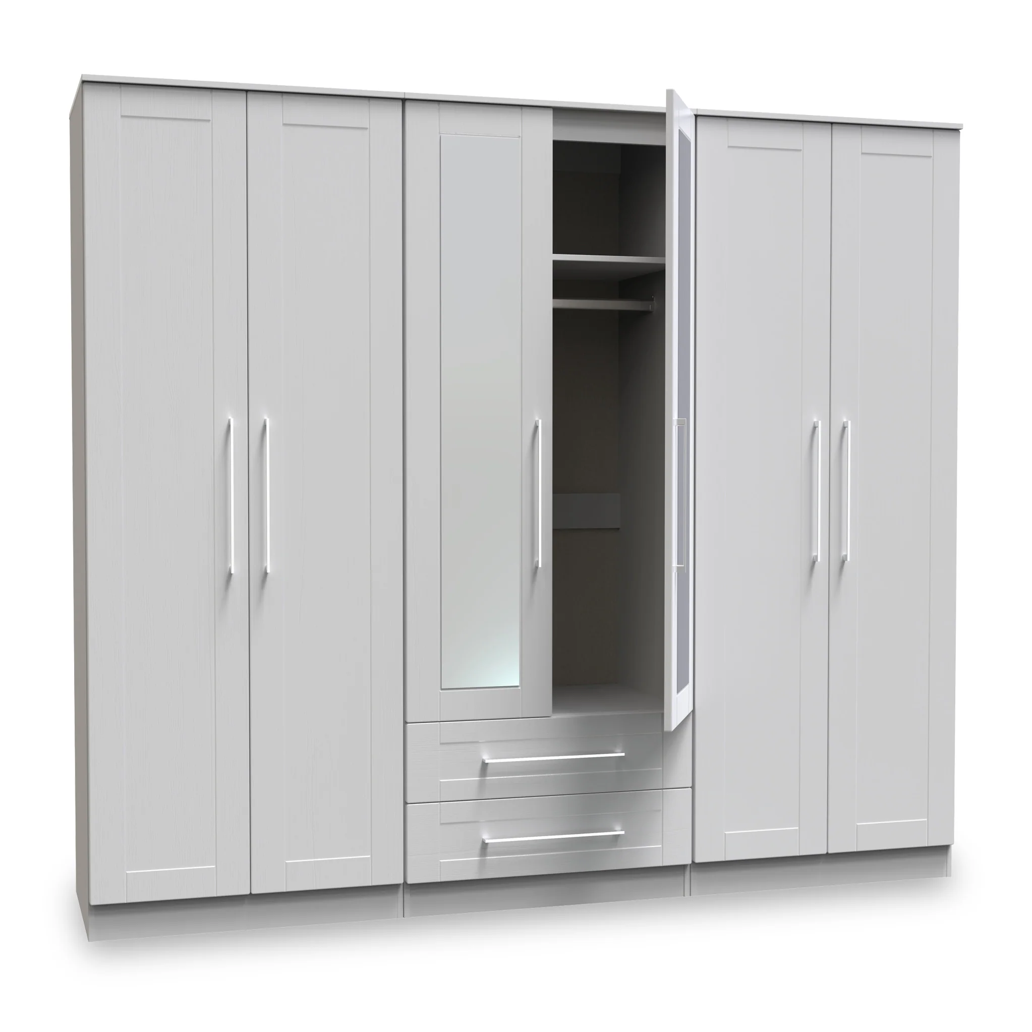 Bellamy Tall 6 Door 2 Drawer with Mirrors Wardrobe - Image 10