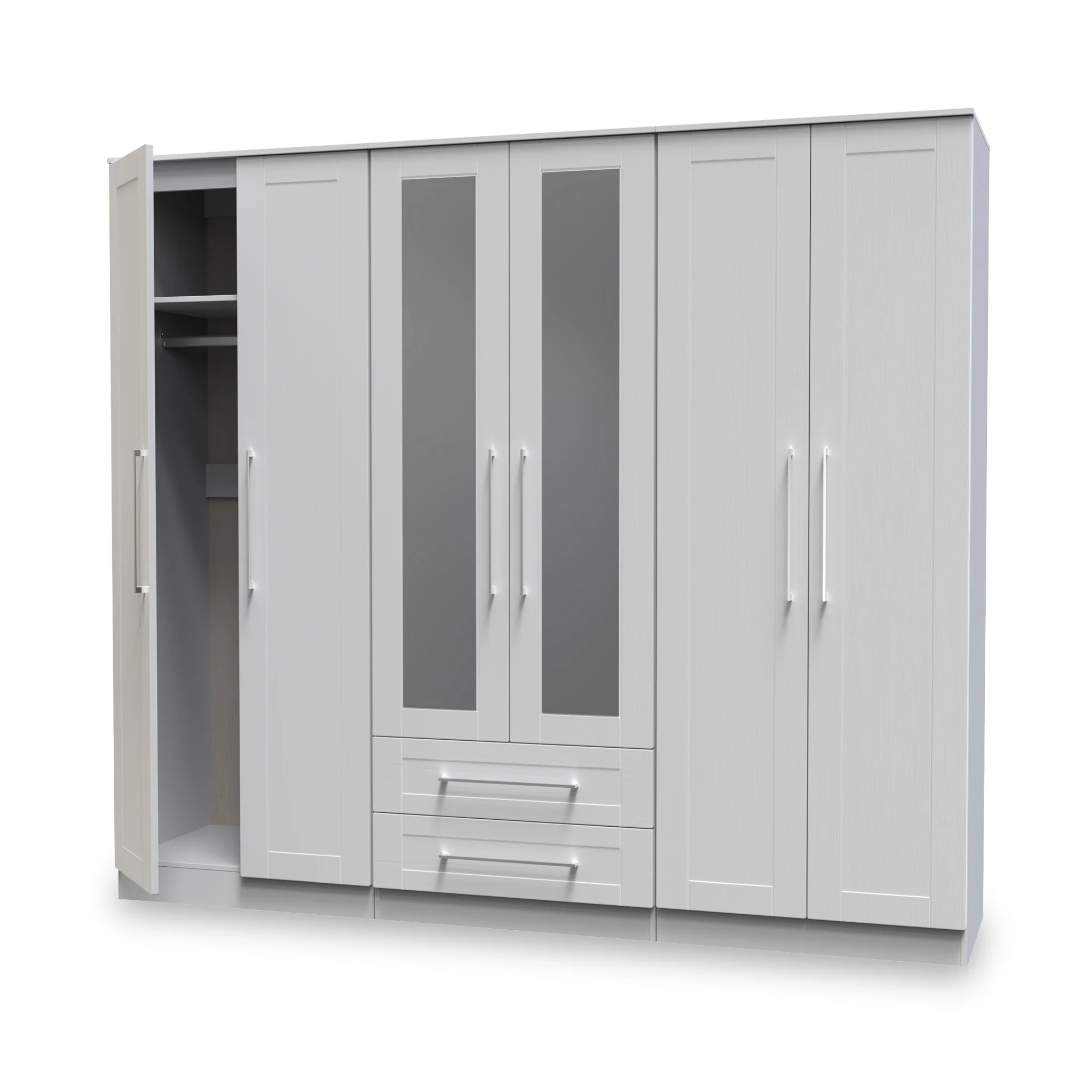 Bellamy Tall 6 Door 2 Drawer with Mirrors Wardrobe - Image 12