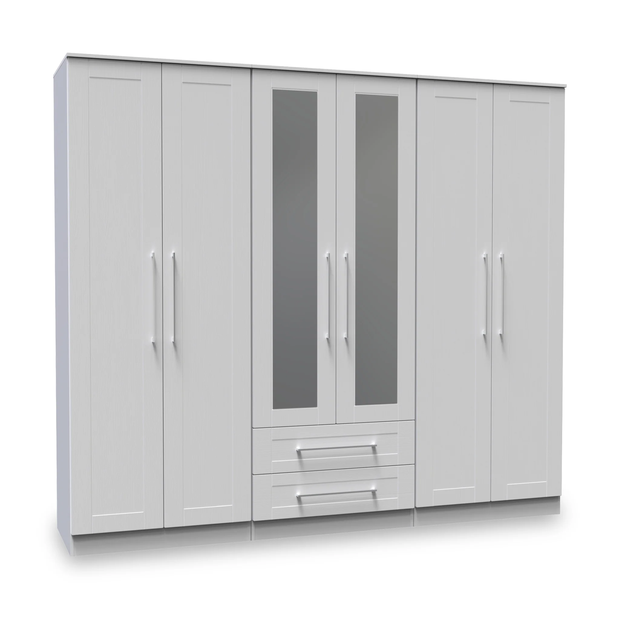 Bellamy Tall 6 Door 2 Drawer with Mirrors Wardrobe - Image 5